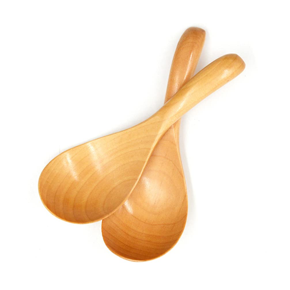 DOITOOL 2-Pack Wooden Kitchen Spoons - Rice Cooker Spoon & Soup Ladle Set - Natural Wooden Utensils for Cooking, Stirring, Serving - Perfect for Rice, Soup, Dessert & Ceramic Cookware - Essential Home Kitchen Supplies & Cooking Accessories