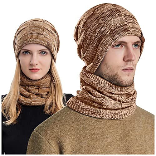 Men's & Women's Winter Beanie Hat and Scarf Set - Fleece Lined Skull Cap & Neck Warmer - Warm Knit Hats for Cold Weather - Perfect for Skiing, Snowboarding, and Outdoor Winter Activities