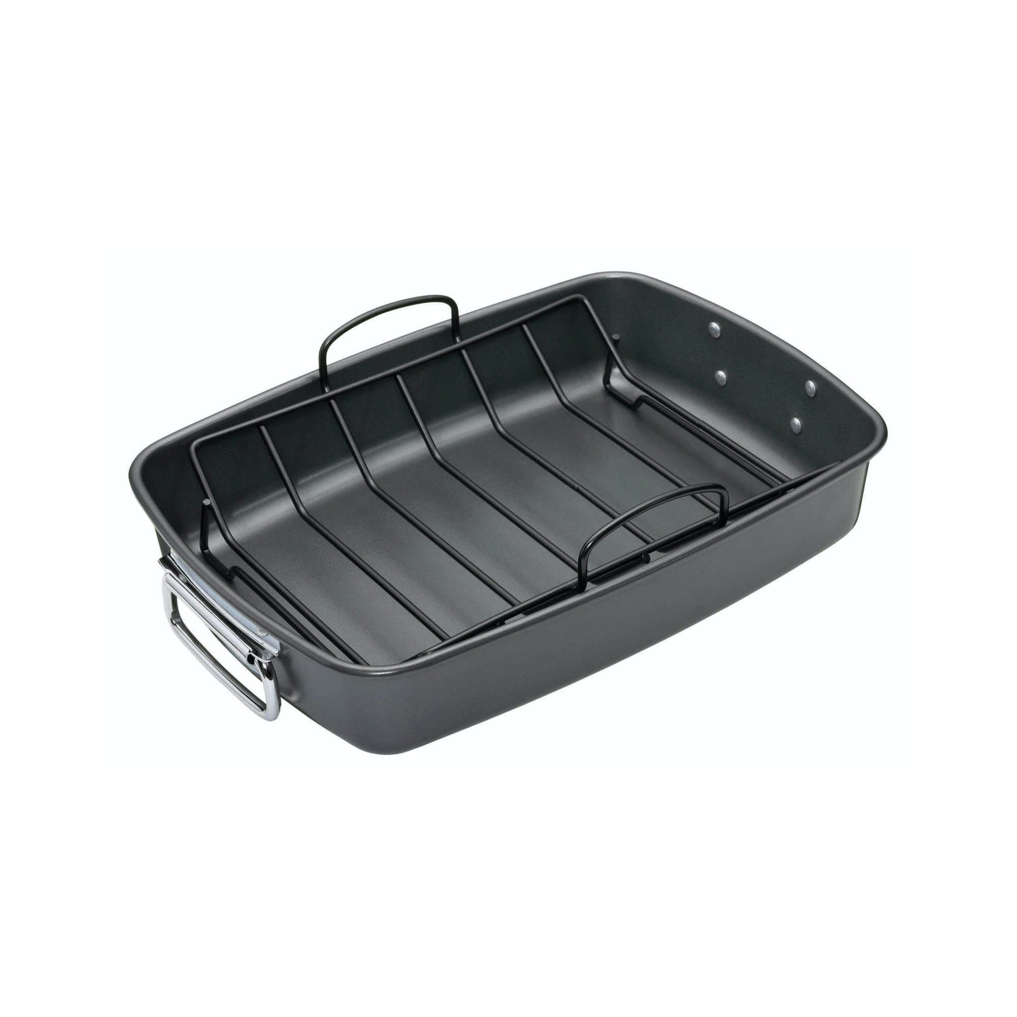 Premium Non-Stick Roasting Pan with Stainless Steel Rack - Oven Safe Roaster for Turkey, Chicken, Beef - Perfect for Thanksgiving, Christmas & Holiday Cooking