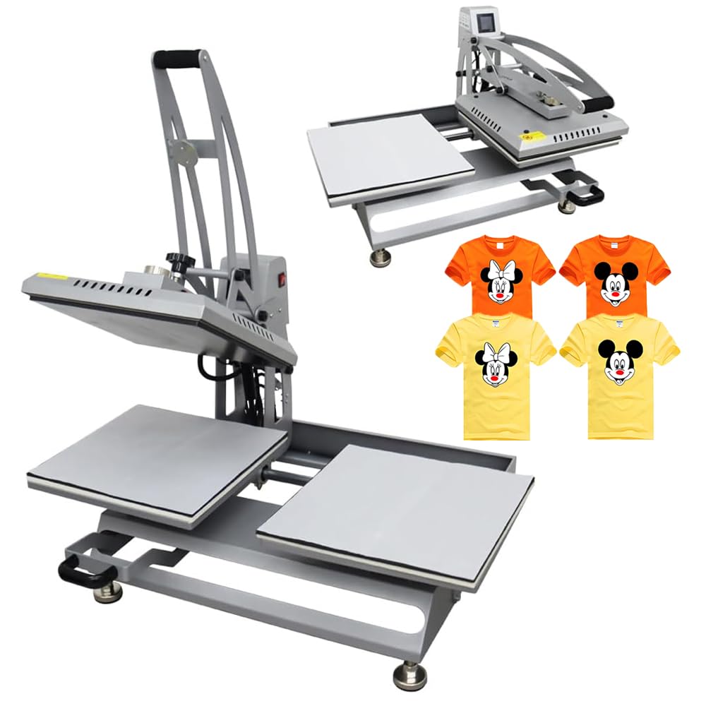 INTBUYING 15x15 Inch Semi-Auto Dual Station Heat Press Machine with Digital Temperature Control - Sublimation & Vinyl Heat Transfer for T-Shirts, Mugs, Hats & DIY Crafts - Perfect for Home Business & Custom Apparel Making