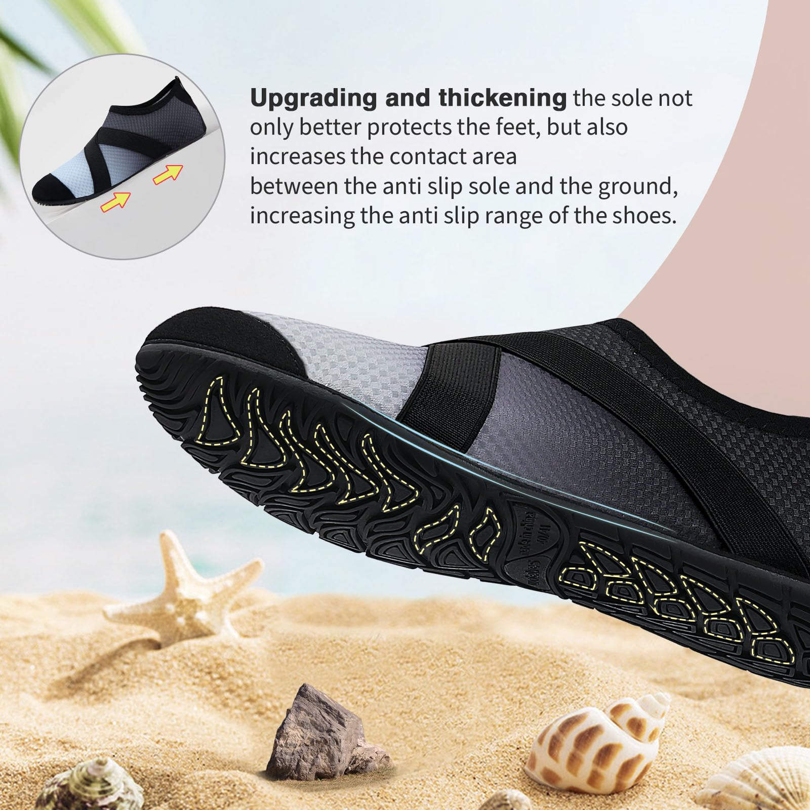 Men's & Women's Quick-Dry Water Shoes - Barefoot Beach Pool Shoes for Surfing, Swimming & Water Sports | Aqua Yoga Socks for Yoga, Pilates & Water Aerobics