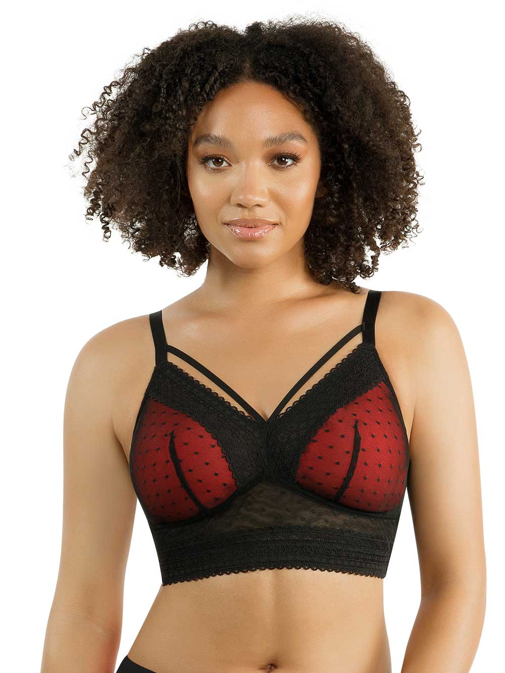 Parfait Mia Dot Wire-Free Padded Mesh Bralette - Comfortable Seamless Underwire Bra for Women, Black | Perfect for Yoga, Lounge & Everyday Wear