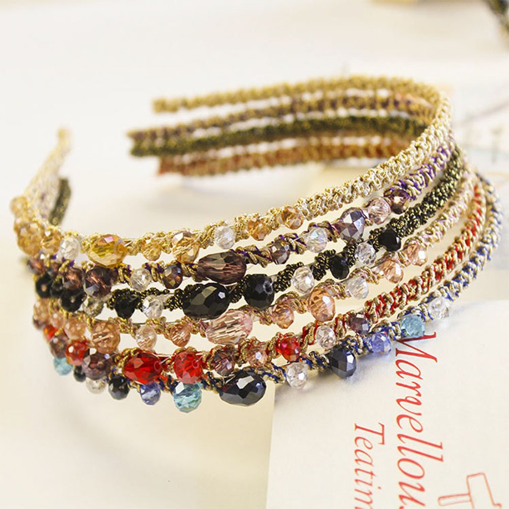 7PCS Crystal Beaded Headbands Set for Women & Girls - Sparkling Rhinestone Hair Accessories for Parties, Weddings & Special Occasions