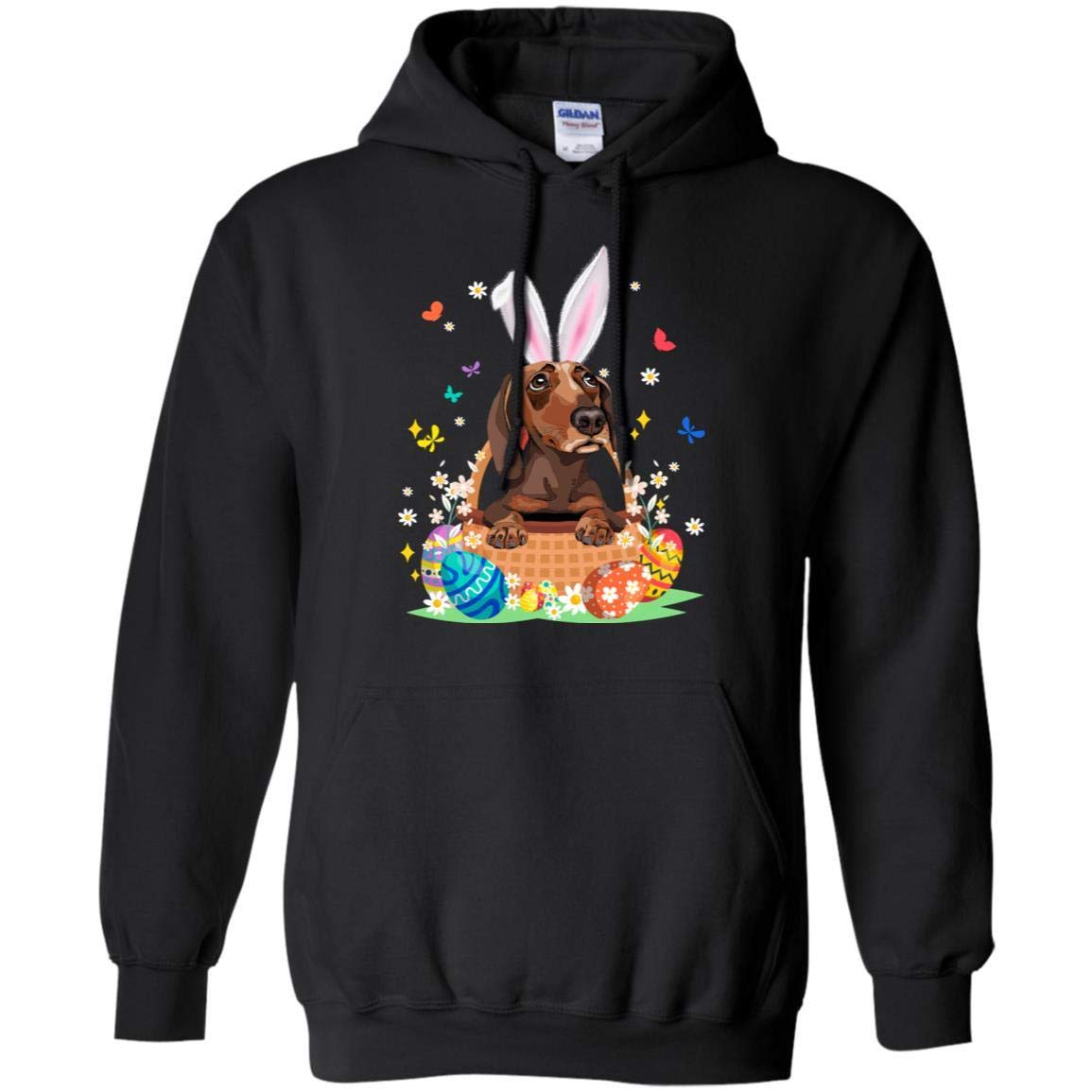Cute Dachshund Bunny Hat & Rabbit Easter Egg Print Hoodie - Perfect for Easter Outfits, Pet Lover Gifts & Spring Photoshoots