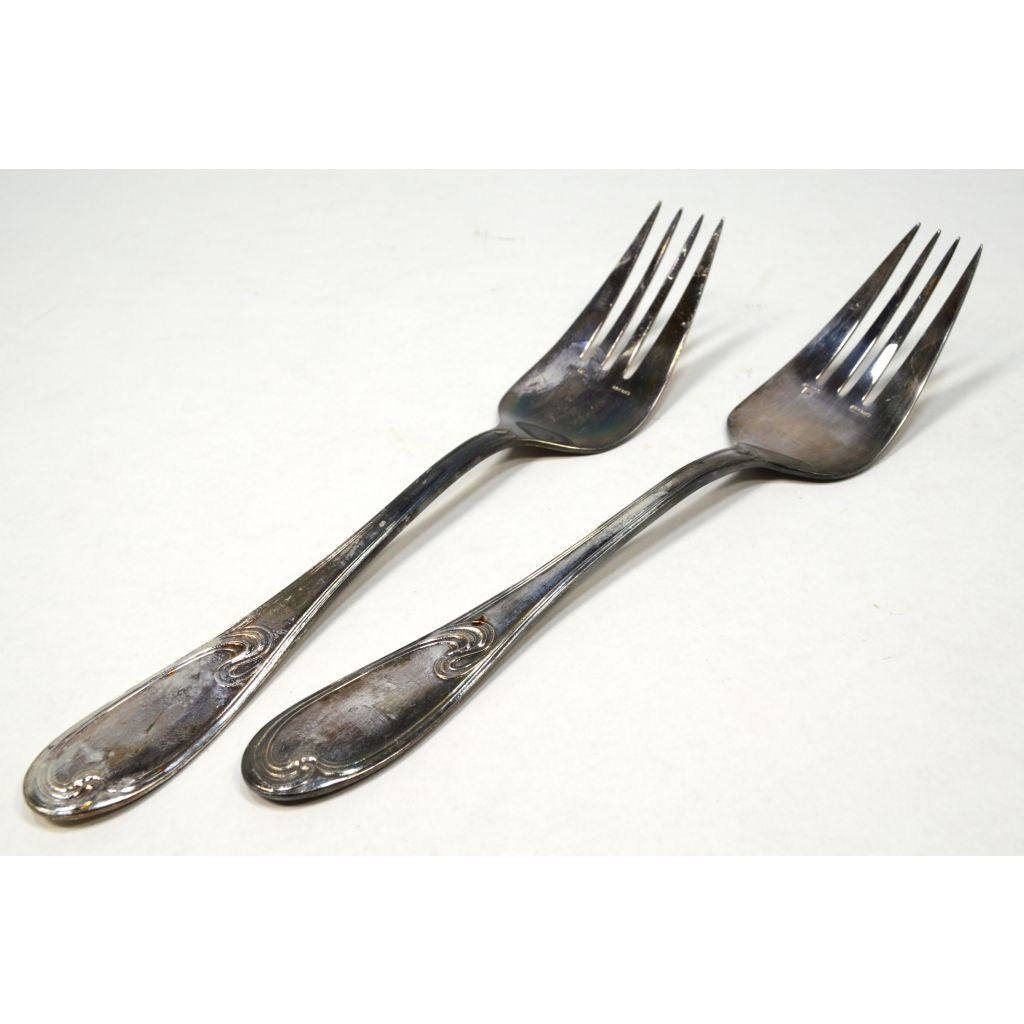 Vintage ERCUIS Silver Plated Flatware Set - 2 Piece Fish/Serving Forks with Wave Pattern - Perfect for Fine Dining, Buffets & Elegant Table Settings