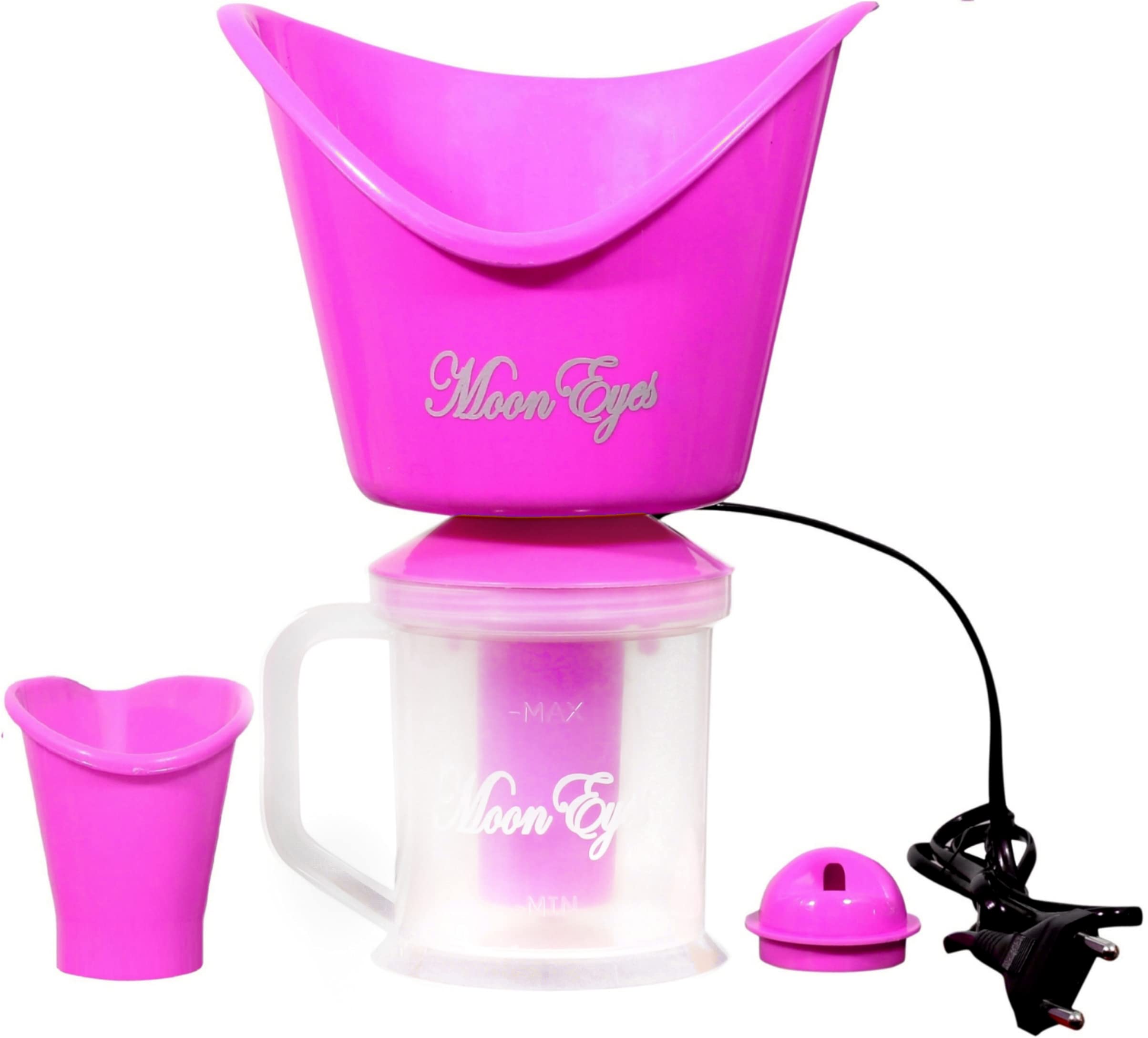 MoonEyes Portable Vaporizer for Face & Nose - Multi-Purpose Steam Inhaler & Facial Sauna with Adjustable Temperature (Pink) | Perfect for Sinus Relief, Skin Hydration & Relaxation at Home or Travel