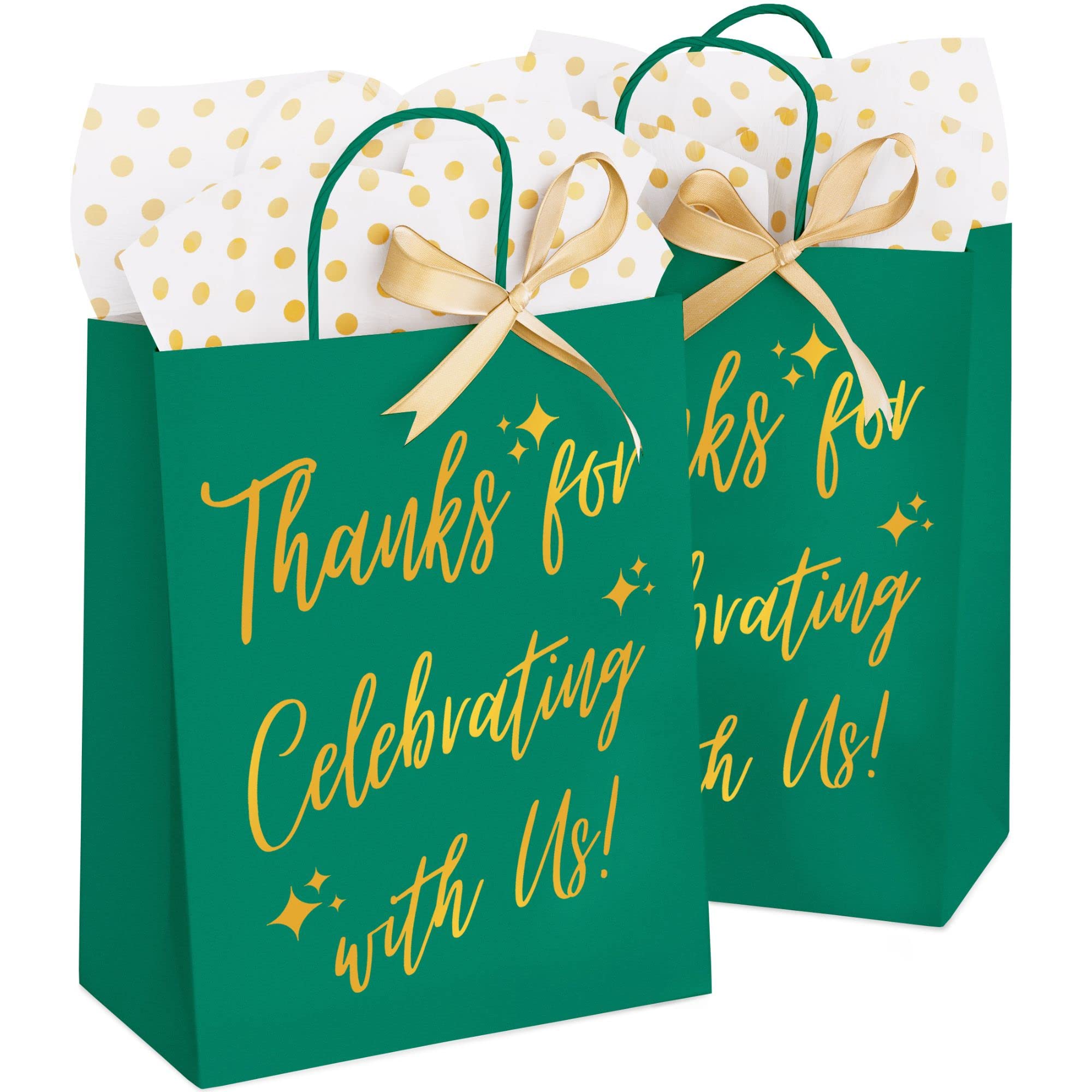 25-Pack Gold Wedding Favor Bags with Tissue Paper - 8