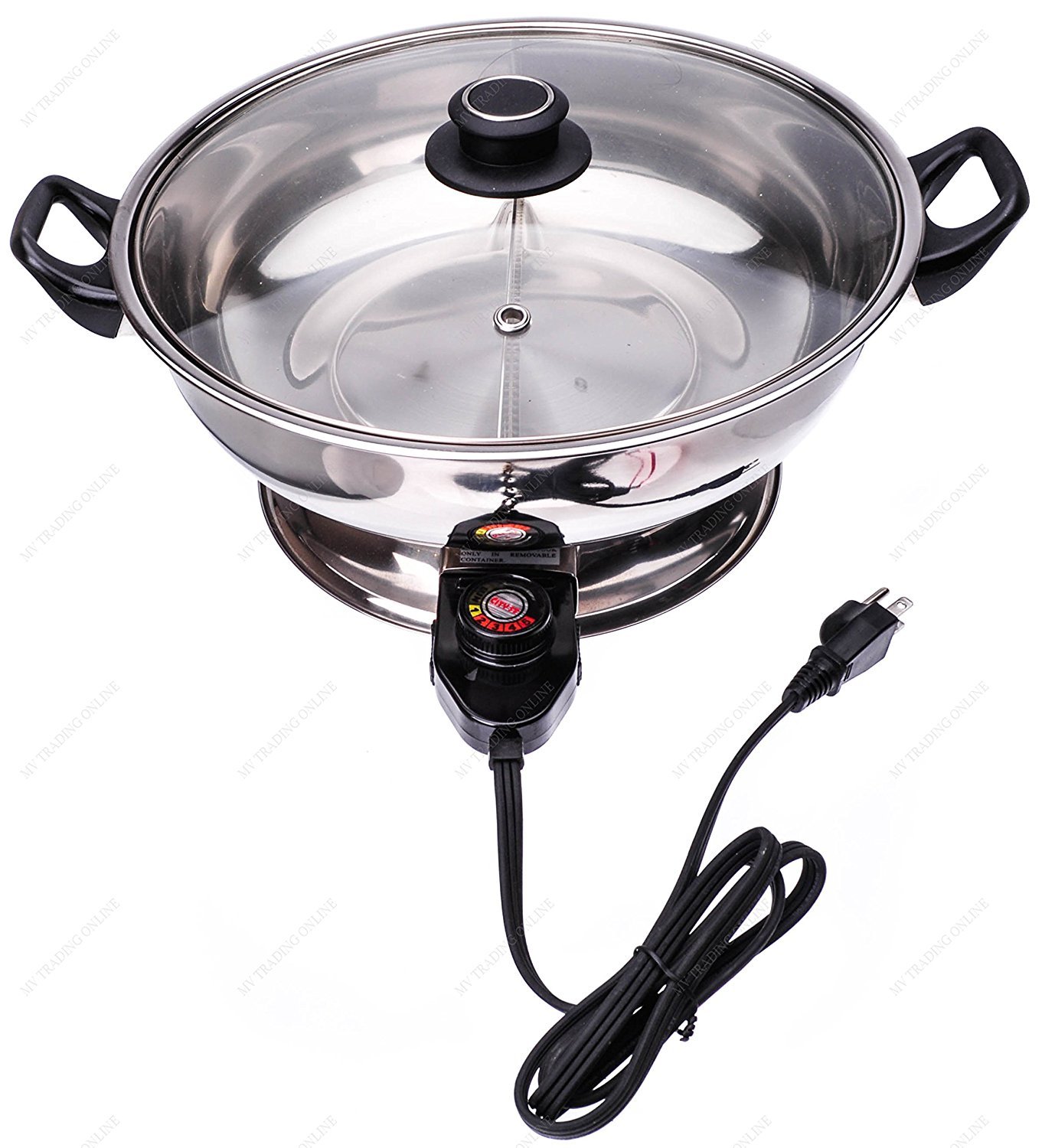Electric Shabu Shabu Hot Pot with Divider - Mongolian Style Multi-Cooker for Home Dining, Party & Asian Cuisine Lovers