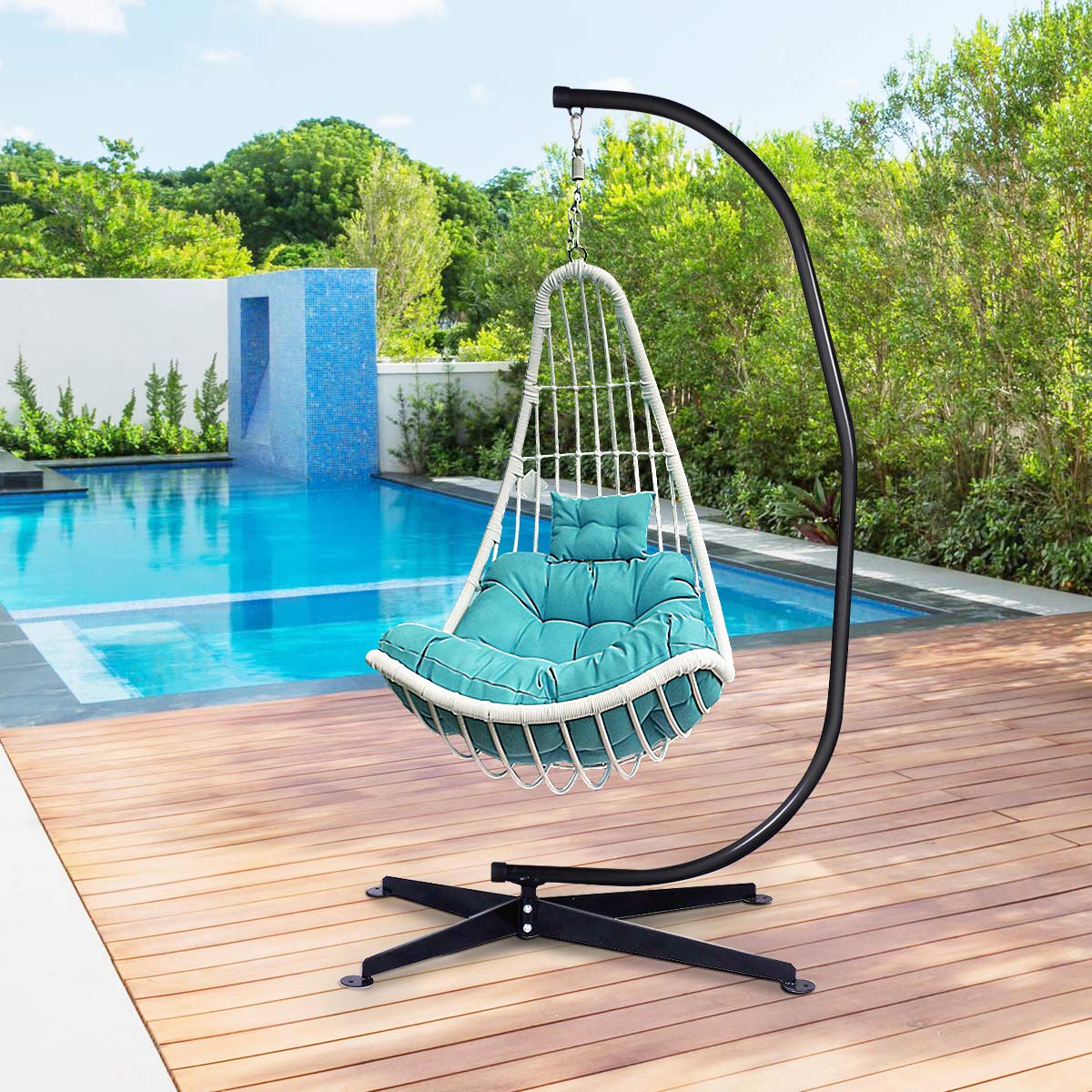 RELAX4LIFE Heavy Duty Portable Hammock Stand - Detachable C-Shaped Stand for Hanging Hammocks, Porch Swings & Outdoor Chairs | Indoor & Outdoor Use for Backyard, Patio, Camping & Relaxation