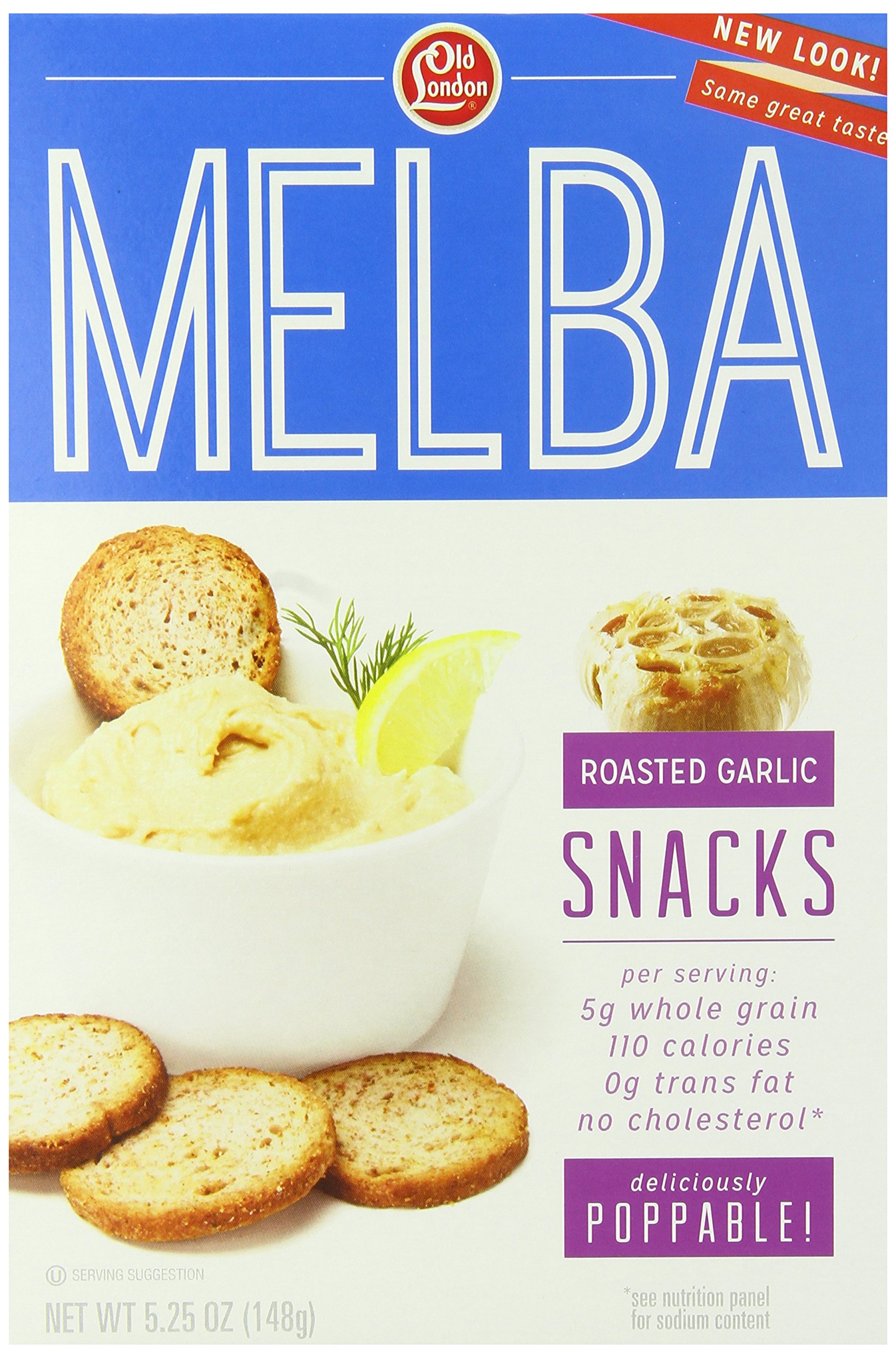 Old London Melba Snacks - Roasted Garlic Flavor, 5.25oz (12 Pack) | Crunchy Toasted Bread Crisps for Charcuterie Boards, Soups & Healthy Snacking