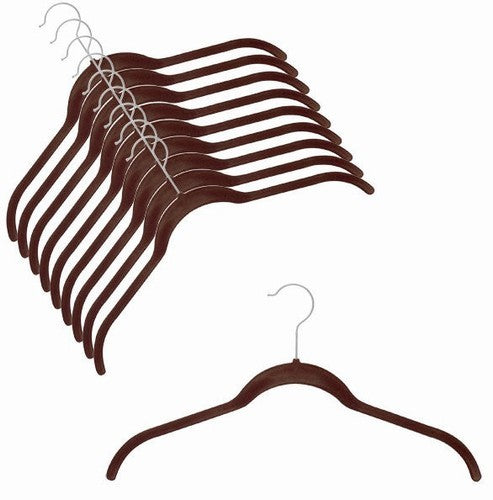 Slim Line Chocolate Brown Shirt Hanger - Space Saving Closet Organizer for Dress Shirts, Blouses & Light Jackets - Perfect for Home, Office & Travel Wardrobe Organization