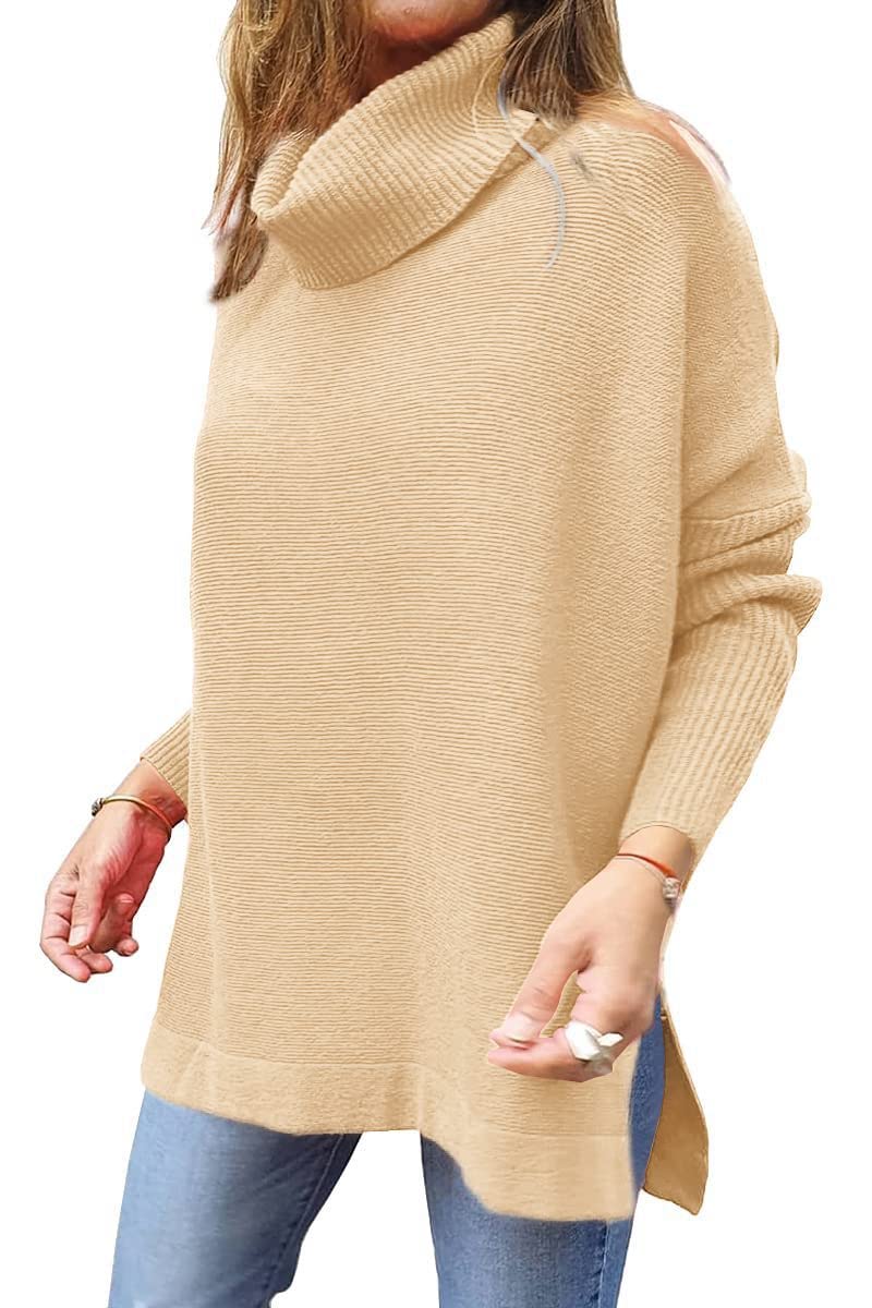 KINGFEN Women's 2023 Fall Turtleneck Knit Sweater - Loose Fit Pullover Top (S-XXL) | Cozy Autumn & Winter Fashion for Work, Casual & Holiday Outfits