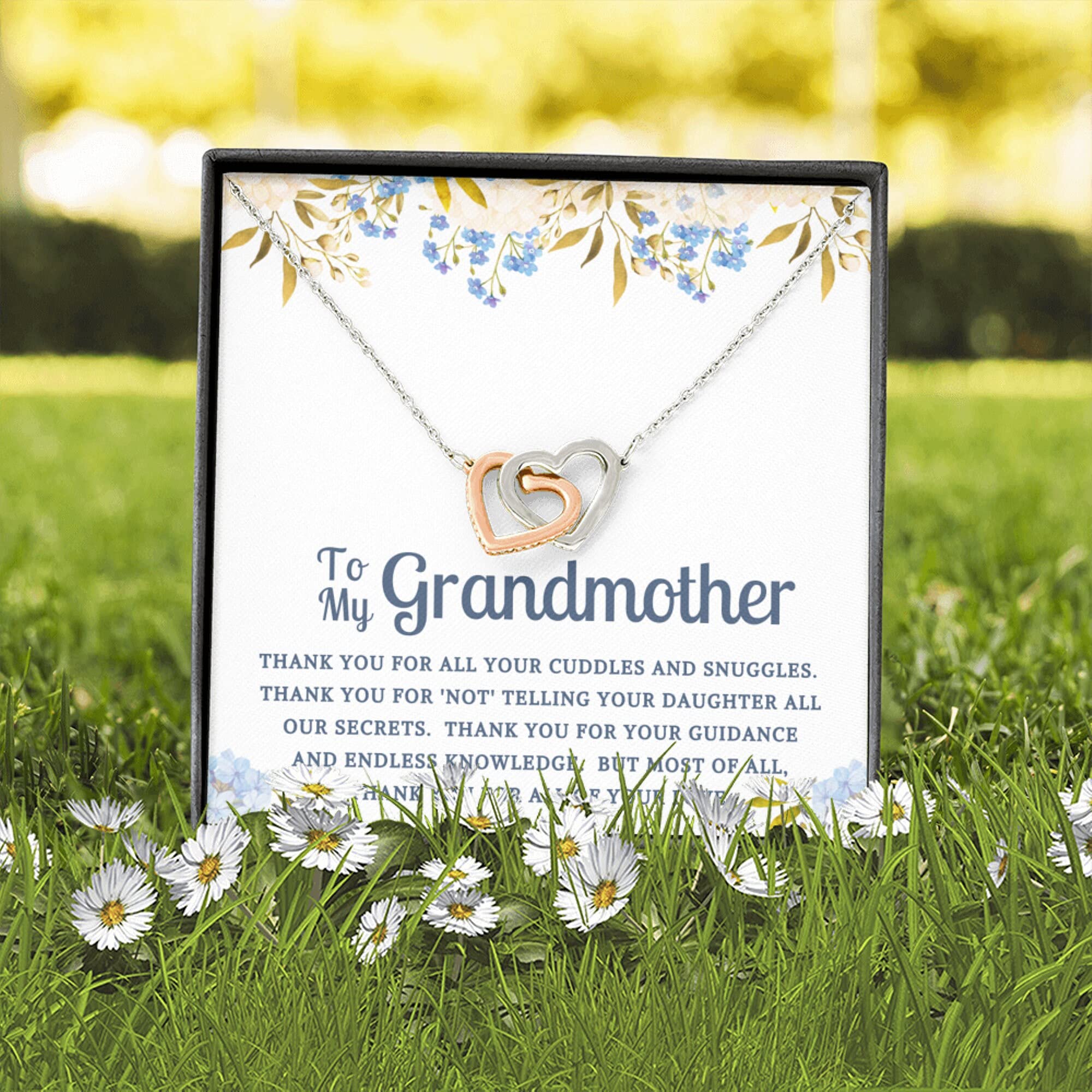 Handmade Message Card Necklace - Personalized Jewelry Gift for Grandmother, Granddaughter & Loved Ones | Christmas, Birthday & Special Occasion Present | Elegant Love Knot Pendant for Everyday Wear & Heartfelt Moments