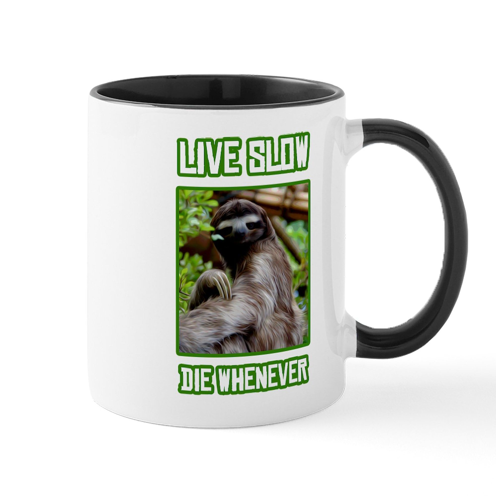 Live Slow Die Whenever 11 oz (325 ml) Ceramic Coffee Mug - Funny Sarcastic Tea Cup for Office, Home & Gifts - Durable Dishwasher Safe Mug for Coffee, Tea & Hot Beverages