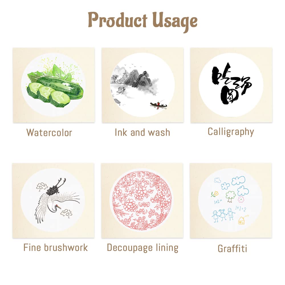 10 Sheets Soft Shikishi Paper - Premium Pre-Mounted Xuan Paper for Chinese Calligraphy & Sumie Painting | Blank Round Rice Paper for DIY Crafts, Graffiti & Wall Art Decoration (Sheng Xuan A) | Perfect for Traditional Art, Home Decor & Creative Projects