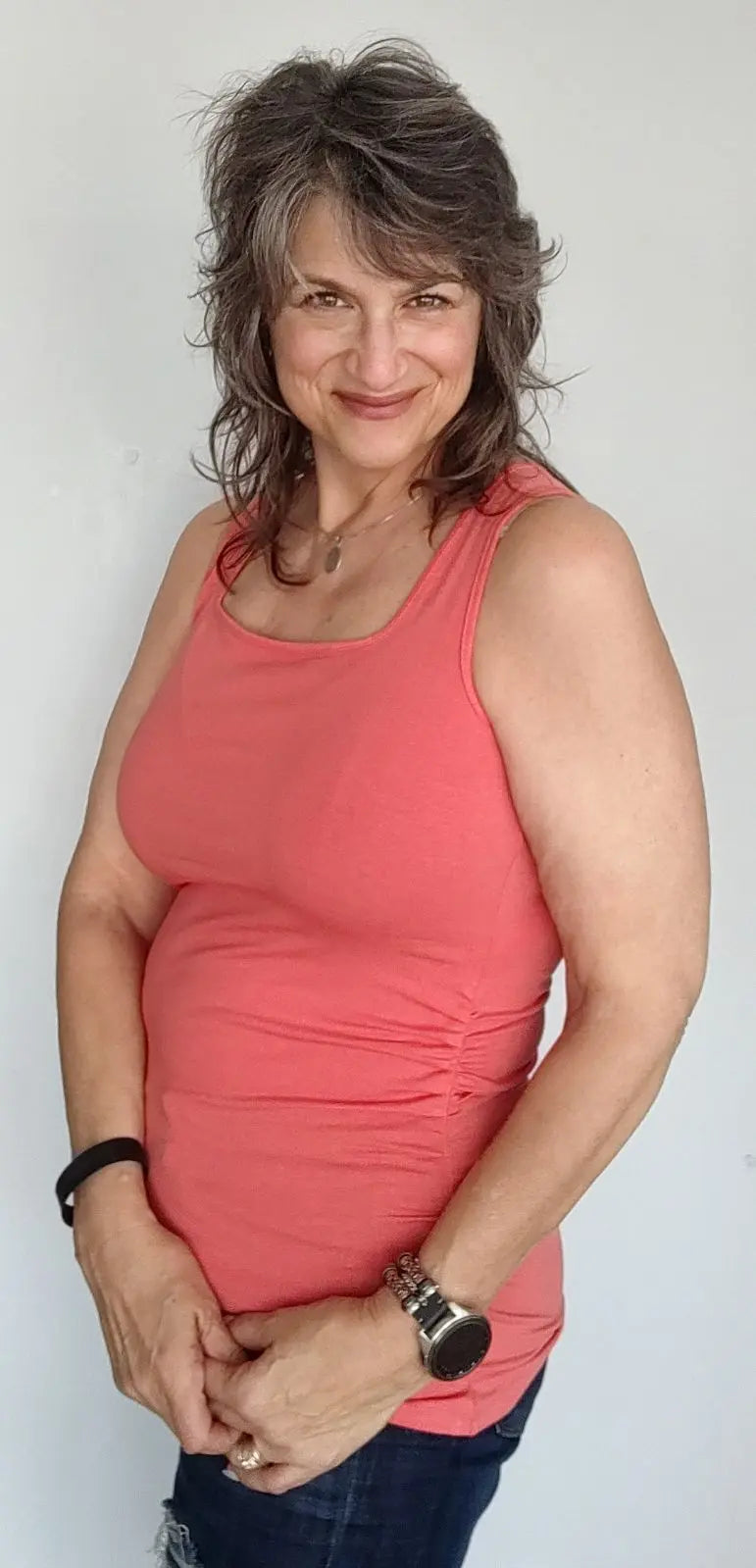 Coral Ruched Tank Top for Women - Summer Sleeveless Blouse, Beachwear & Casual Outfit