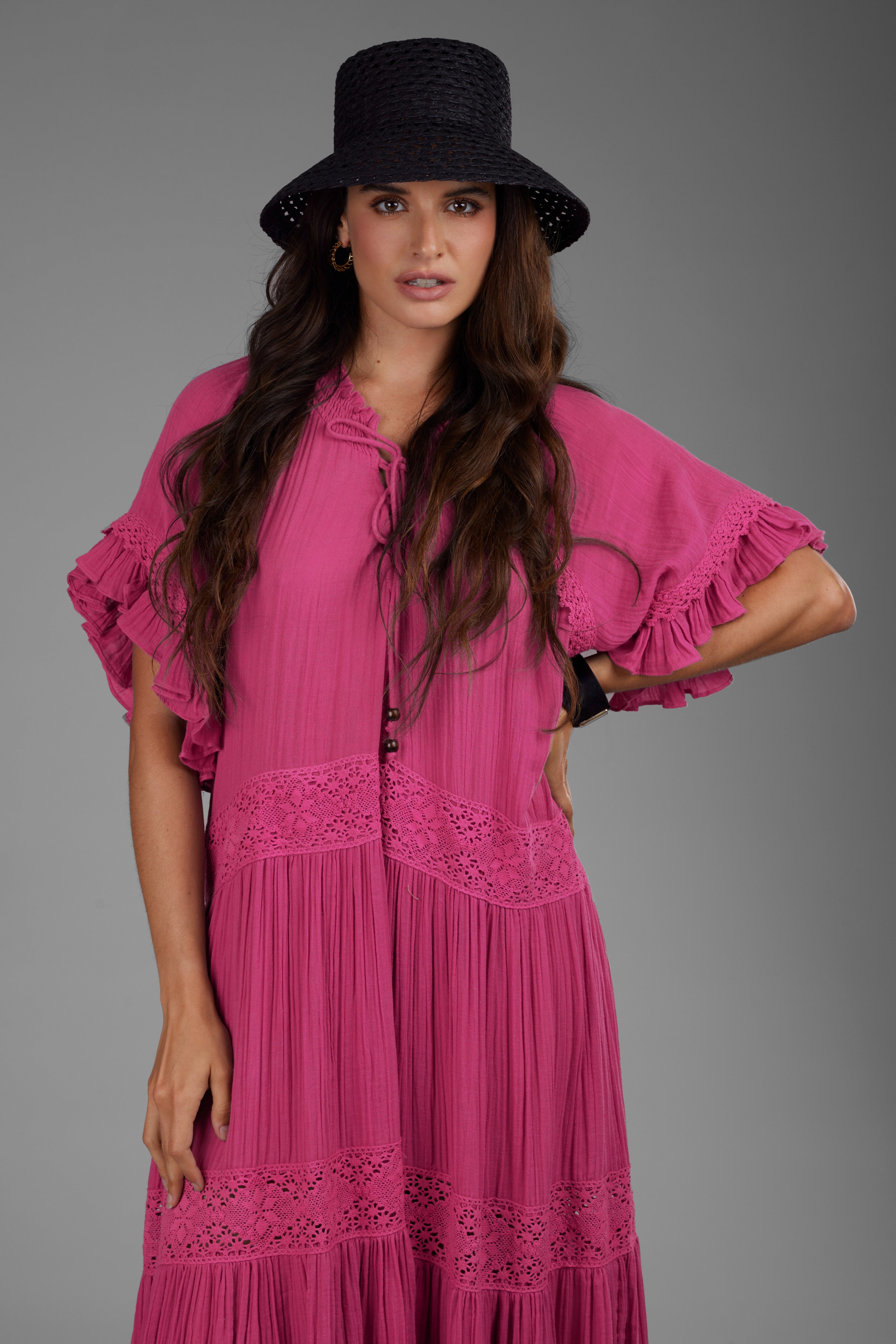 Soft Cotton Long Kaftan Dress for Women - Comfortable Boho Maxi Dress with Pockets - Perfect for Beach Cover Up, Lounge Wear, and Summer Vacation