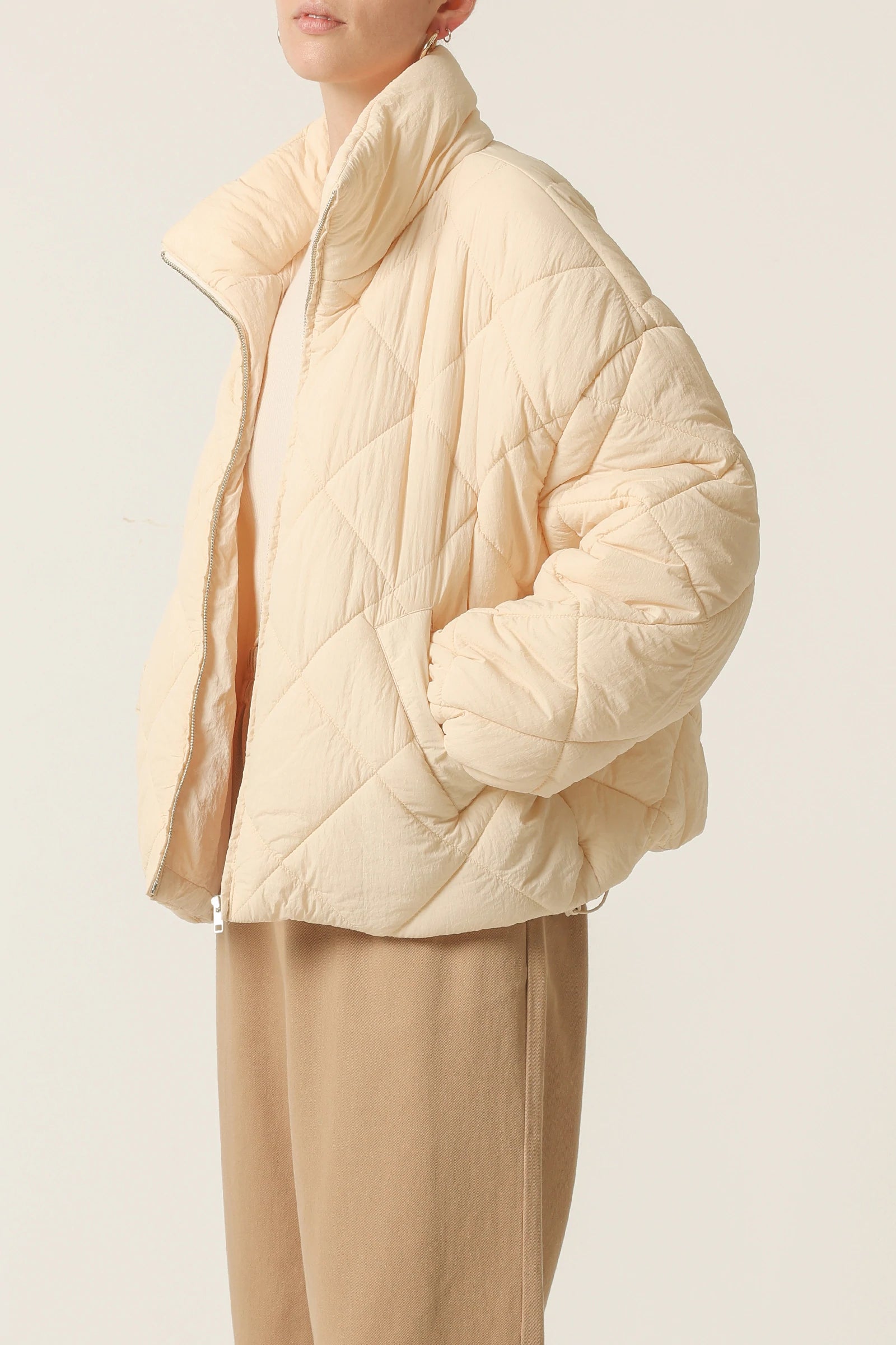 Asha Puffer Jacket - Women's Winter Coat, Warm Quilted Down Jacket in Wheat Color for Outdoor Activities and Cold Weather