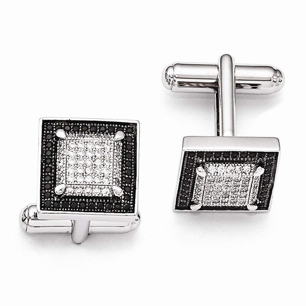 925 Sterling Silver CZ Cubic Zirconia Simulated Diamond Cufflinks for Men - 13x13mm Elegant Wedding & Formal Wear Accessories - Perfect Gifts for Groom, Best Man & Business Professionals
