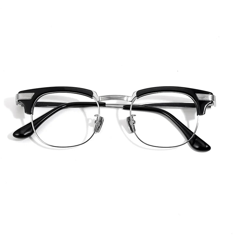 Stylish Unisex Black Titanium Acetate Eyeglasses - Oval & Square Full Rim Frames (Model 42909) | Perfect for Work, Reading & Fashion Accessories