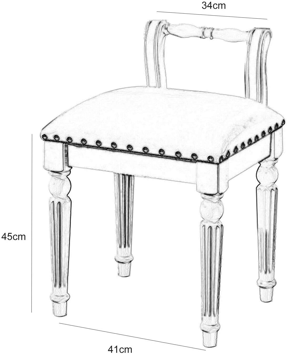 Ergonomic Vanity Stool with Wooden Legs - Low Back Makeup Dressing Table Chair for Bedroom Furniture | Perfect for Makeup Application, Hair Styling & Dressing Room Decor