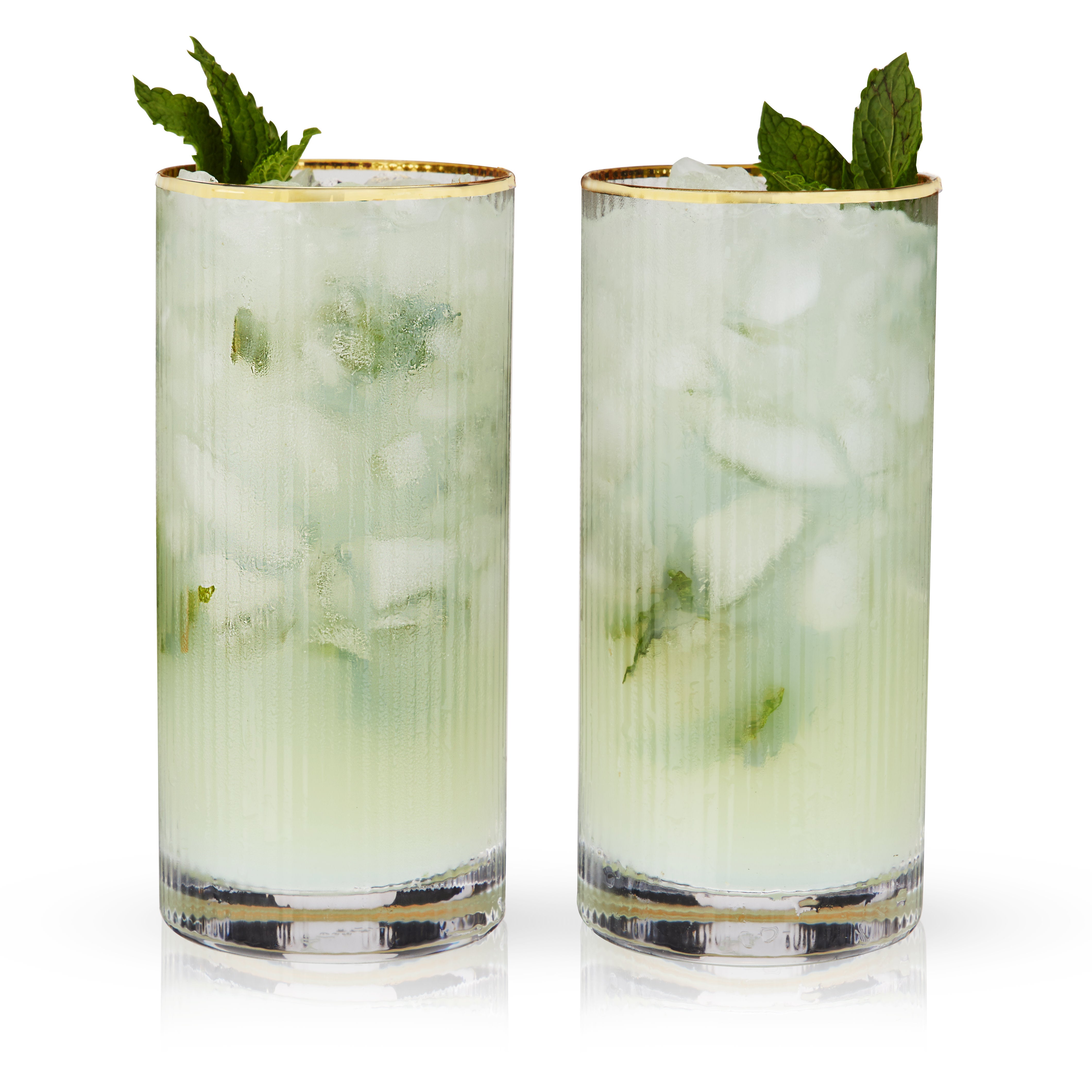 Premium Meridian Crystal Highball Glasses - Set of 2 Elegant Whiskey & Cocktail Drinking Glasses - Perfect for Home Bars, Parties & Gifts
