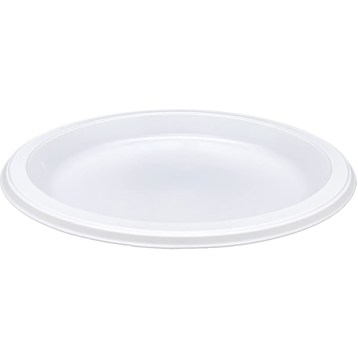 Genuine Joe 10-1/4 Inch Large Plastic Plates - Durable Disposable Dinner Plates for Parties, Picnics & BBQs - Bulk Pack of 50