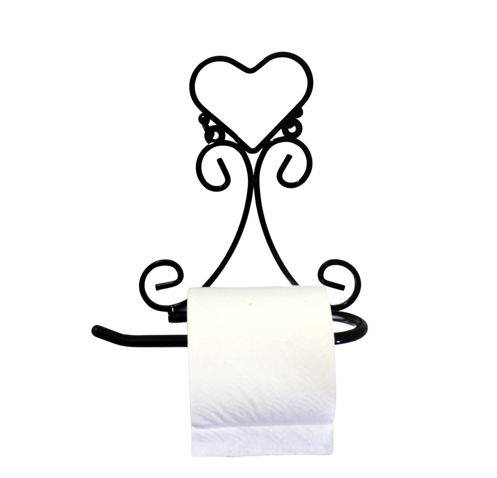 Heart-Shaped Cast Iron Toilet Paper Holder - Rustic Brown Wall-Mounted Bathroom Accessory for Vintage & Farmhouse Decor | Durable & Elegant Bathroom Organization