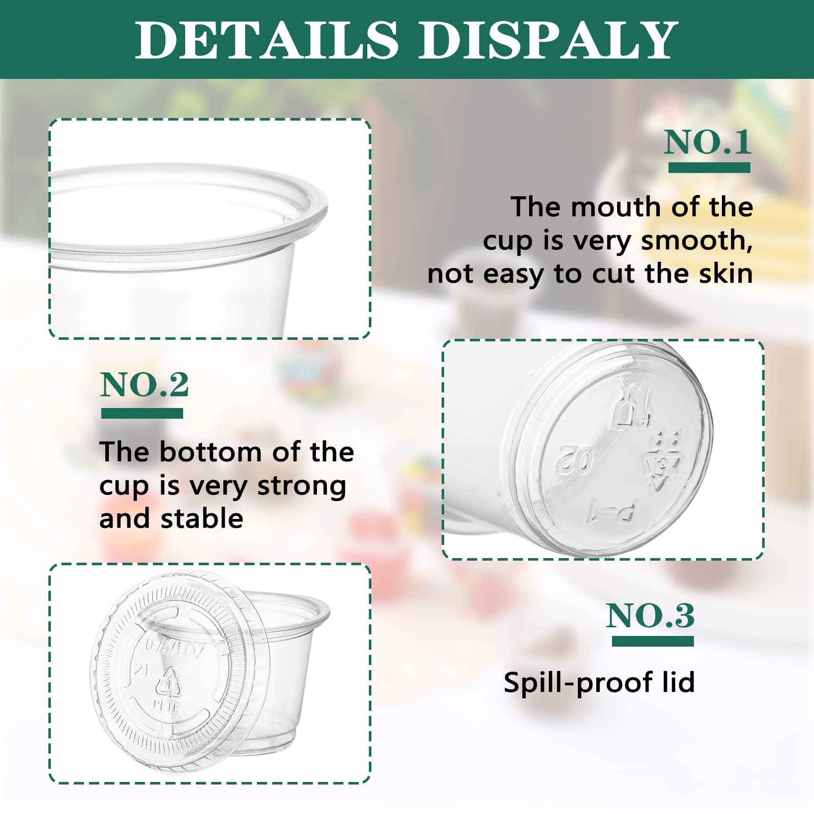 Bokon 2500-Pack 1 oz Clear Plastic Portion Cups with Lids - Airtight Condiment, Dipping Sauce & Salad Dressing Containers - Stackable Souffle Cups for Lunch Prep, Party Catering, Travel & Picnics