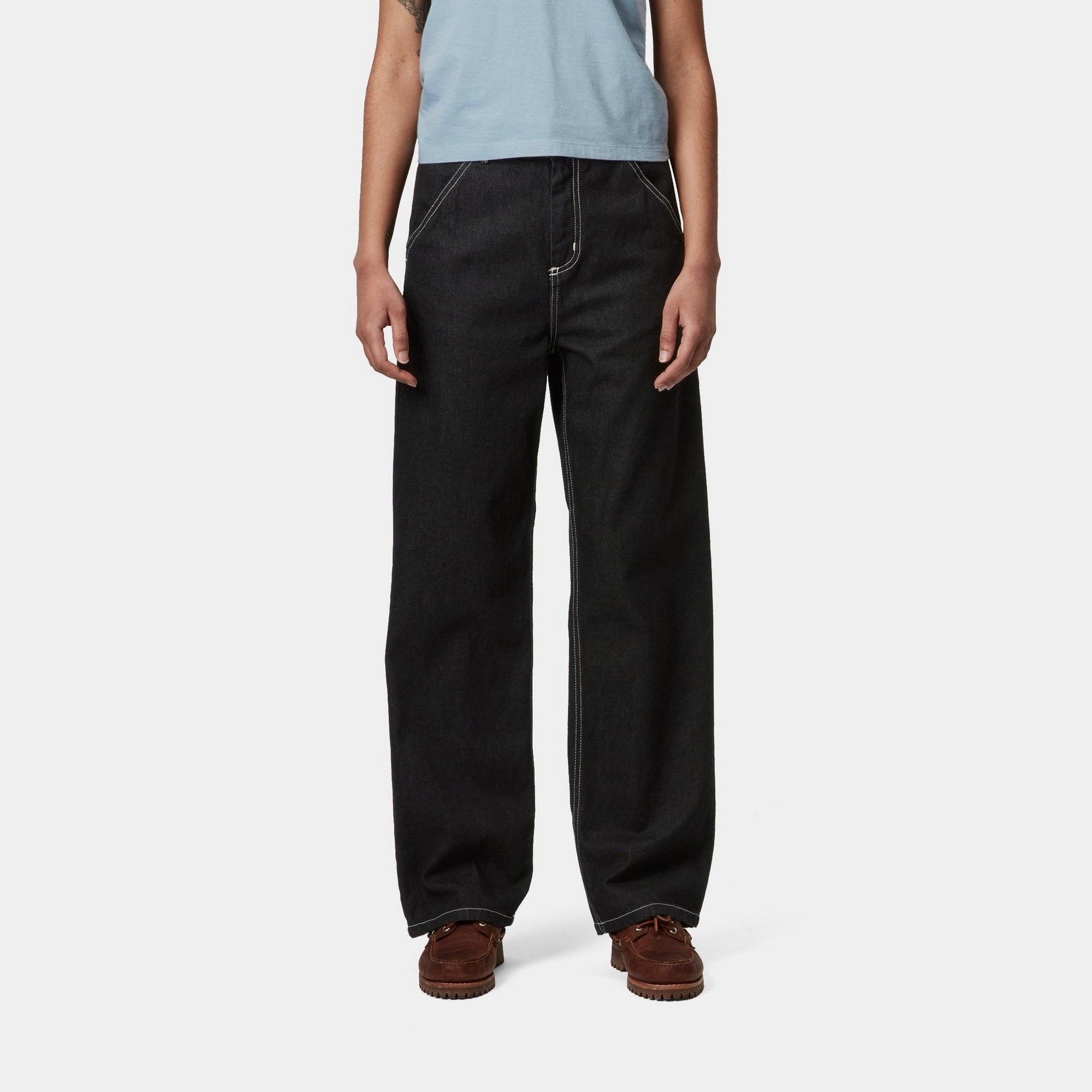 Women's Simple Black Stone Washed Pants - Comfortable Casual Trousers for Everyday Wear, Office & Travel