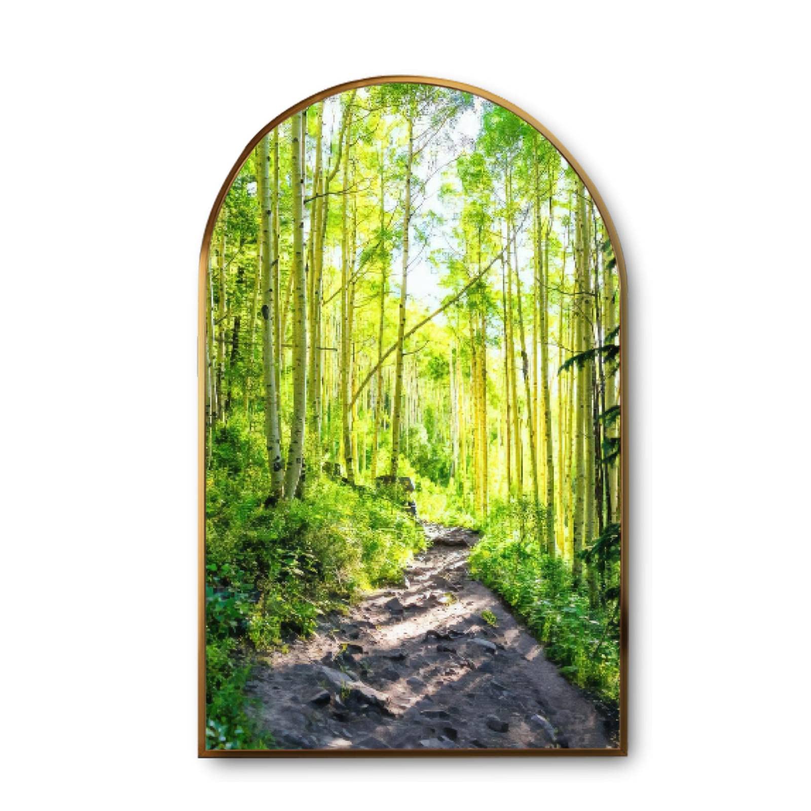 Golden Framed Canvas Wall Art - Arch Maroon Bells Crater Lake Sunrise Hiking Trail Giclee Print | Modern Home Decor Painting | Ready to Hang | Perfect for Living Room, Bedroom & Office Wall Decor