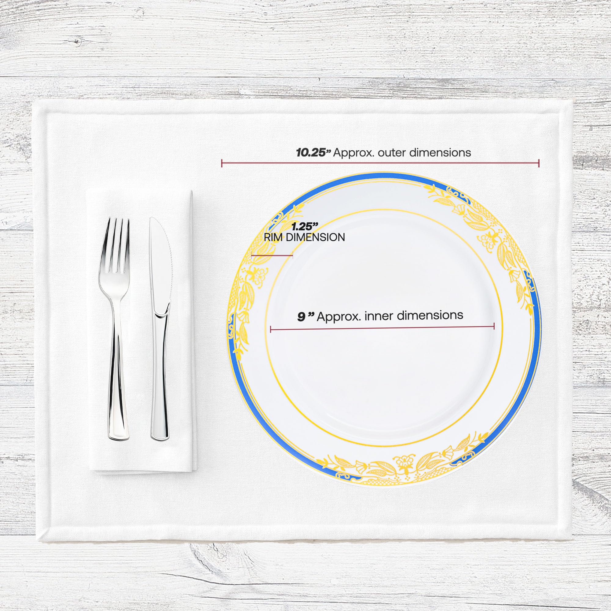 Smarty Had A Party 120-Piece Elegant Disposable Plastic Dinnerware Set - 10.25
