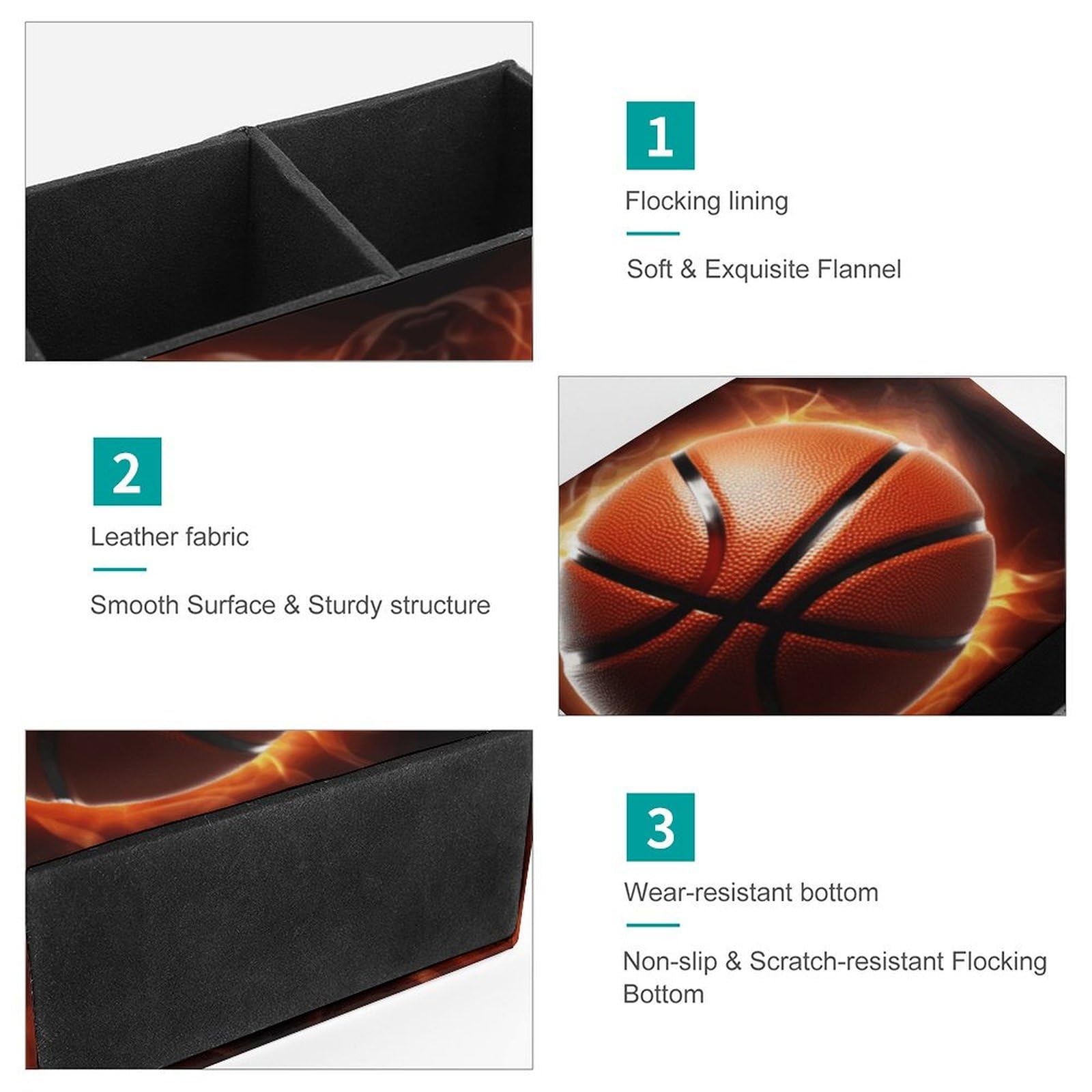 YJWANDO Leather Pen Holder with Basketball On Fire Print - Premium Office Desk Organizer & Pen Cup for Pencils, Pens & Markers - Perfect Desk Accessory for Home, Office or School Organization