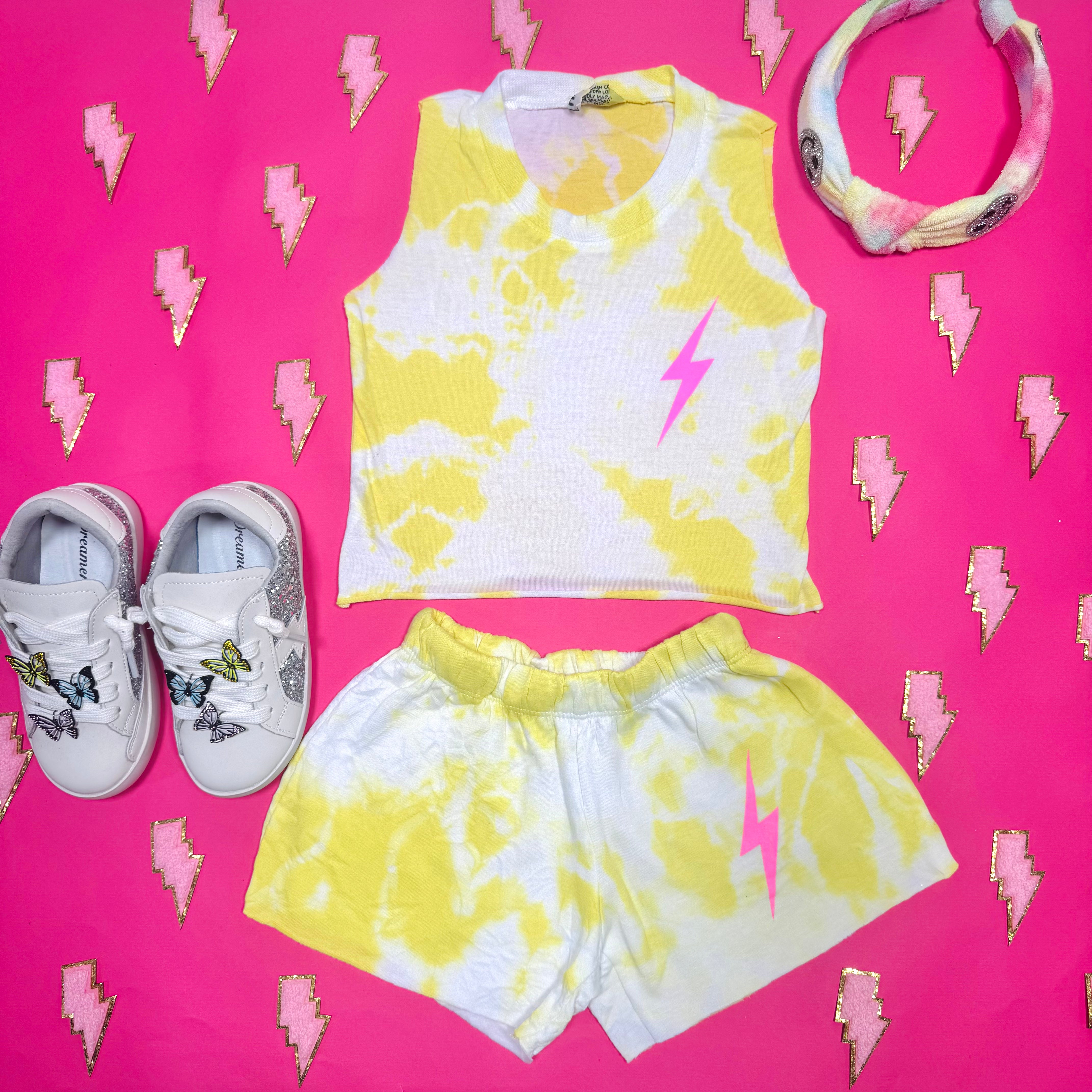 NEON BOLT LEMON CLOUD TANK TOP - Women's Fashion Graphic Print Sleeveless Shirt | Perfect for Summer Outfits, Beach Wear & Casual Street Style