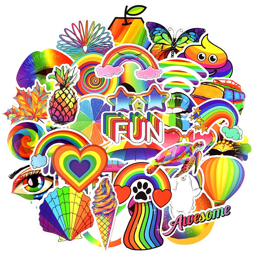 QTL Rainbow Pride Stickers - 50Pcs Waterproof Stickers for Kids, Teens & Adults - Perfect for Water Bottles, Laptops, Notebooks & LGBTQ+ Support - Durable Vinyl Decals for School, Office & Personal Expression