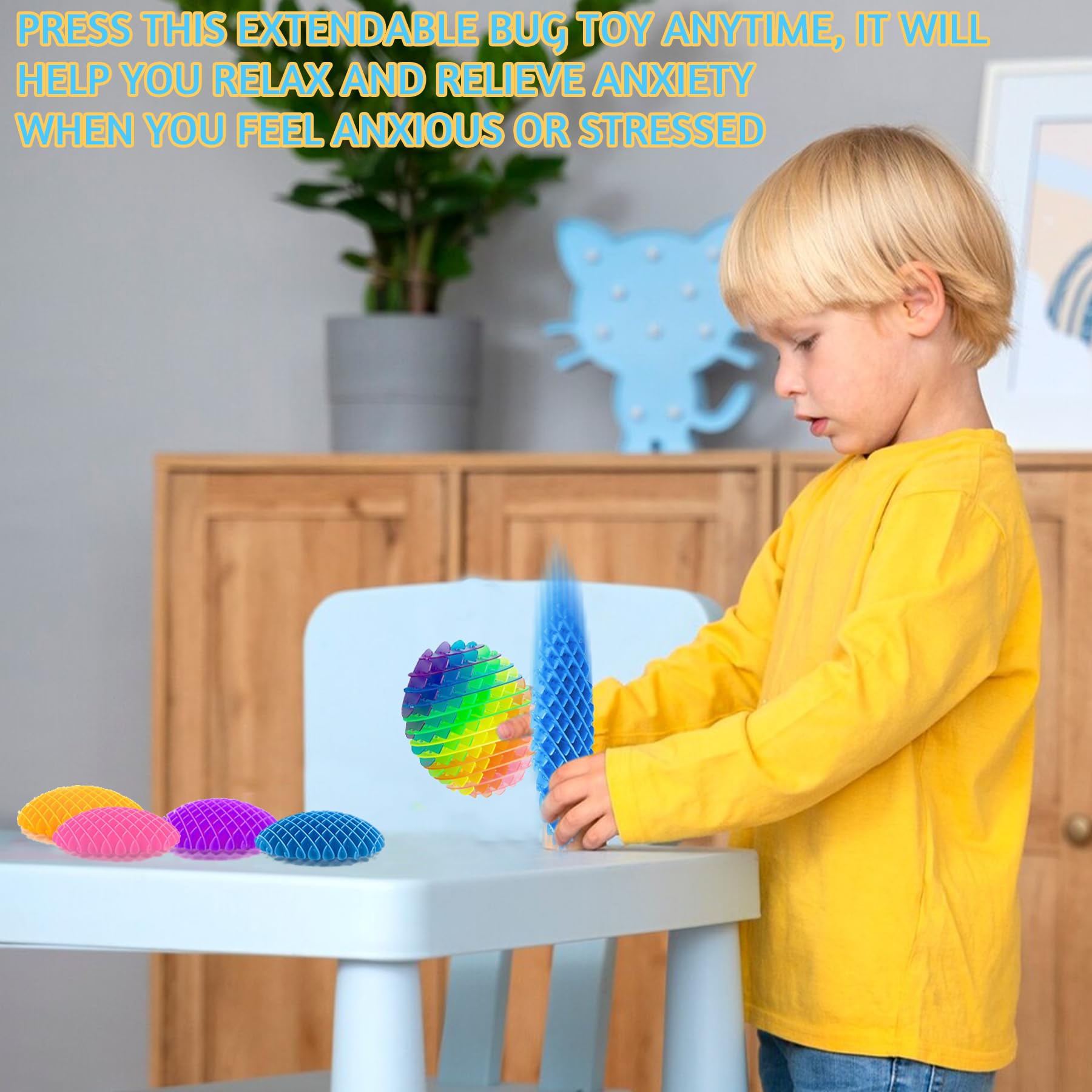12Pcs Fidget Worm Sensory Toys - Stress & Anxiety Relief Fidget Toys for Kids & Adults - Stretchy Resistance Worm Keychain for ADHD, Autism, Focus - Perfect for Office, School, Travel & New Year Gifts