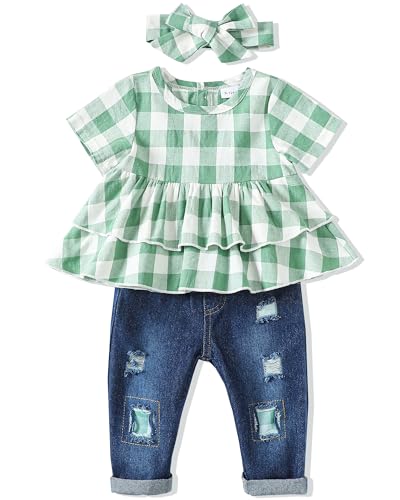 Short Plaid Green Denim