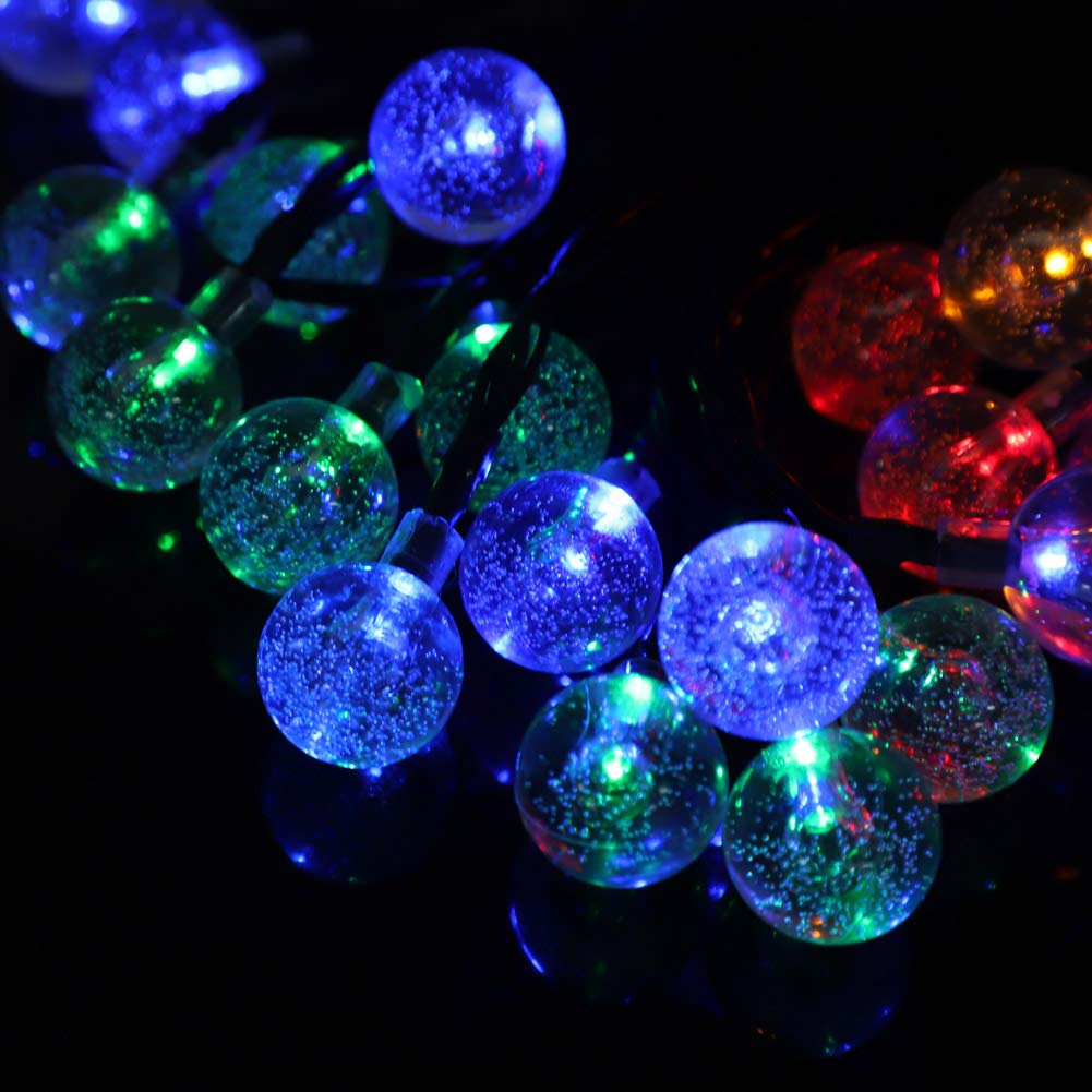 Solar Powered 30LED Outdoor String Lights - Waterproof Globe Ball Lights for Garden, Patio, Yard & Party Decorations (Color Changing) - Perfect for Weddings, BBQs, and Backyard Lighting
