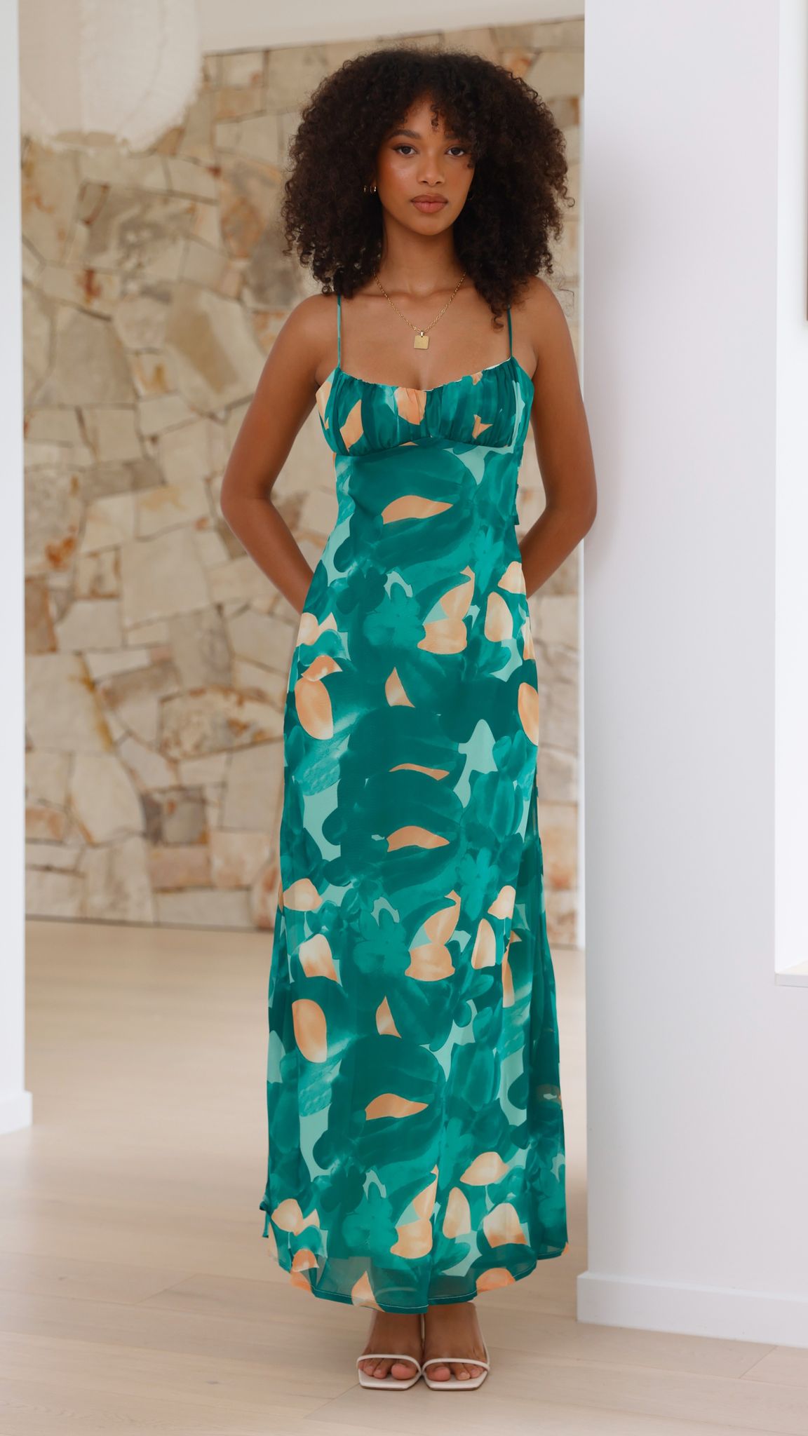 Margie Midi Dress - Floral Print Green Summer Dress for Women | Perfect for Beach Vacations, Date Nights & Outdoor Parties
