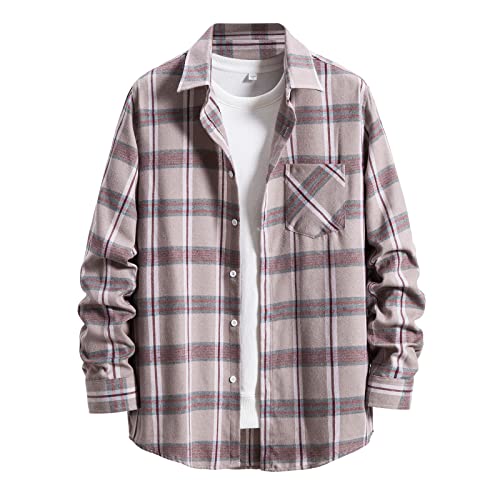 Men's Slim Fit Plaid Shirt - Short & Long Sleeve Casual Button Down Dress Shirt with Turn-Down Collar | Perfect for Office, Date Night & Business Casual Outfits