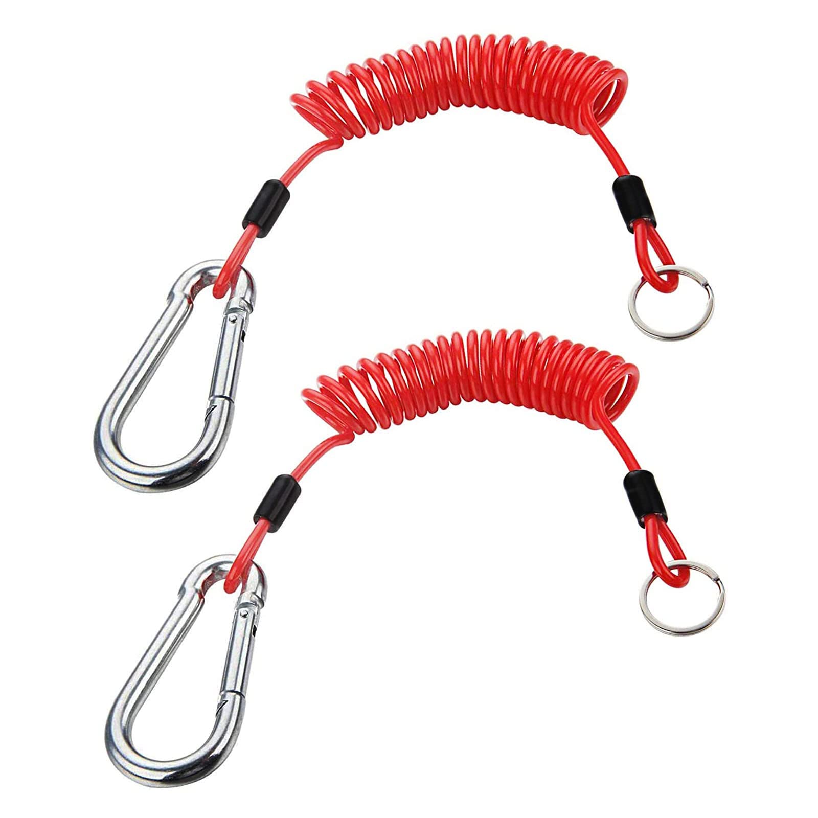 FizLig 6 Foot Breakaway Trailer Cable - Heavy Duty RV Trailer Brake Safety Spring Cable with Coiled Wire for Emergency Towing (2 Pack) - Perfect for Camper, Boat & Utility Trailer Safety