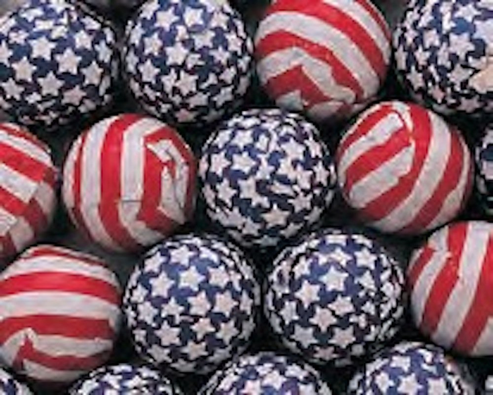 USA Patriotic Stars and Stripes Foiled Milk Chocolate Balls - 5LB Bulk Bag for Parties, Holidays & Gift Giving