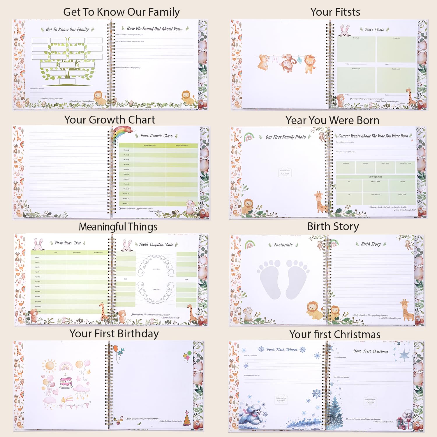 Baby Memory Book for Boys & Girls - 124 Page Keepsake Journal, Scrapbook & Photo Album to Record Milestones from Birth to Age 5 | Perfect Pregnancy Gift for Baby Showers | Capture First Steps, Birthdays & Special Moments