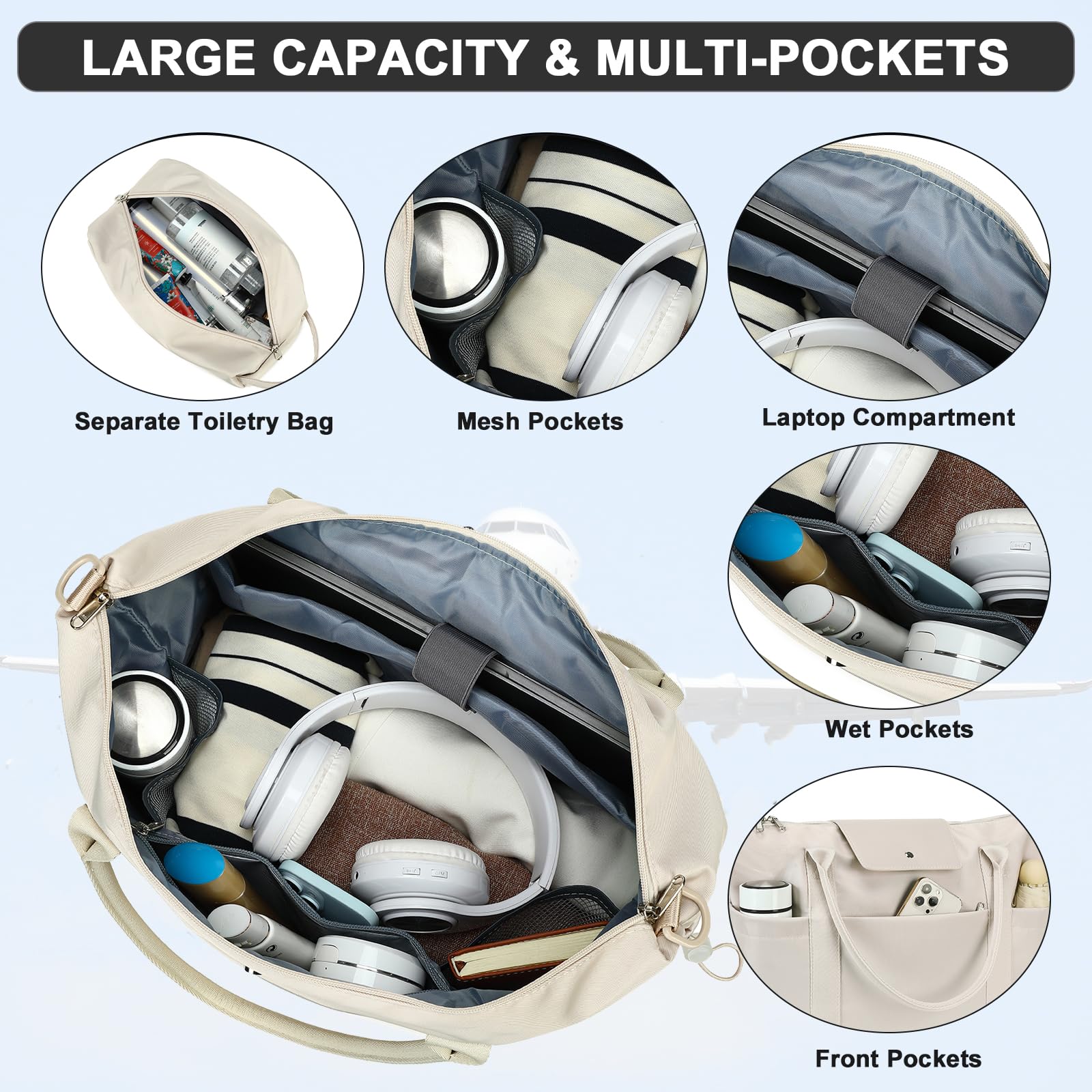 CAMTOP Women's Canvas Travel Bag - Durable Weekend Overnight Carry On Luggage for Ladies - Perfect for Business Trips, Gym & Vacation Getaways