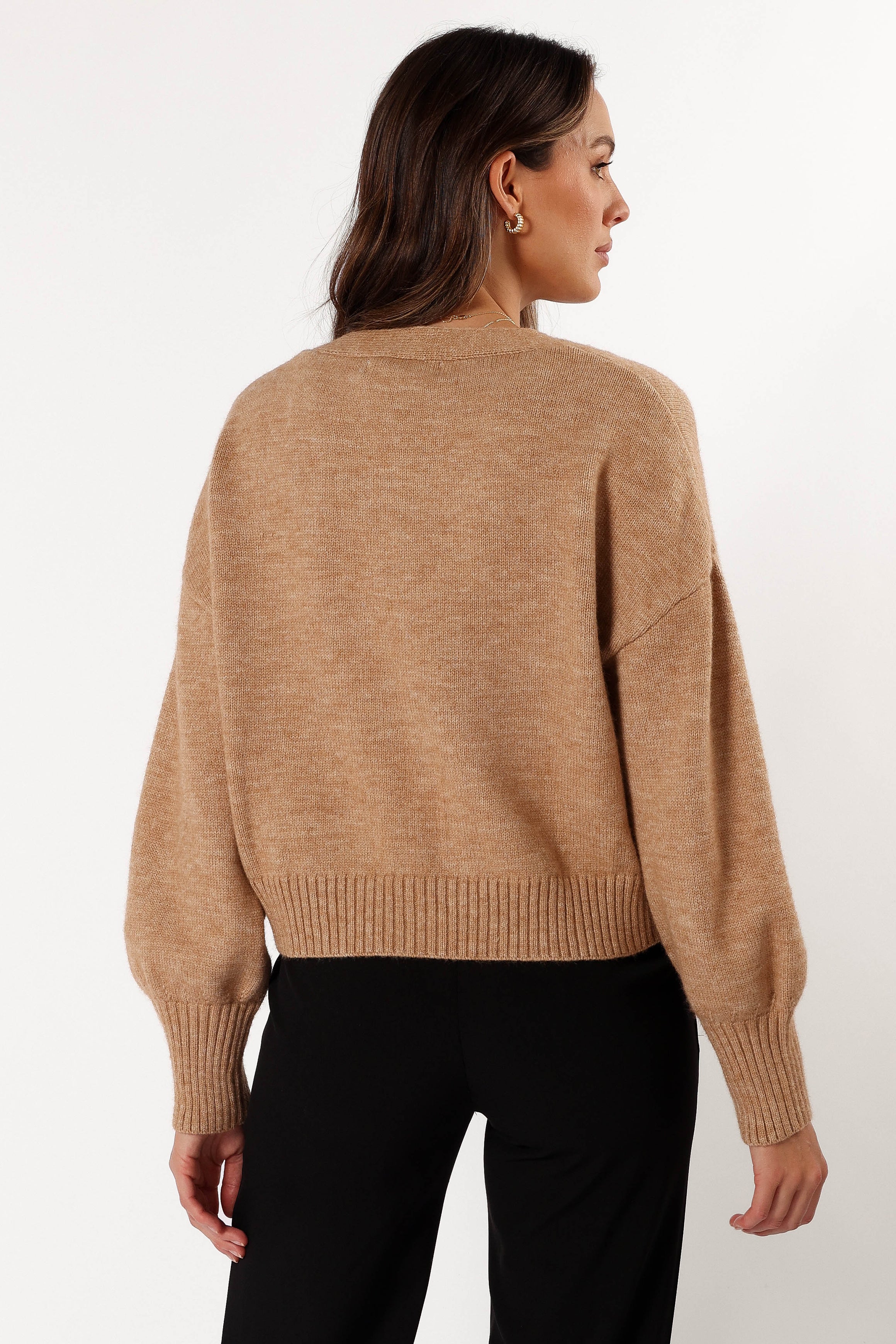 Isabel Button Front Cardigan for Women - Soft Beige Knit Sweater | Cozy Fall & Winter Layering, Office Wear, Casual Outfits