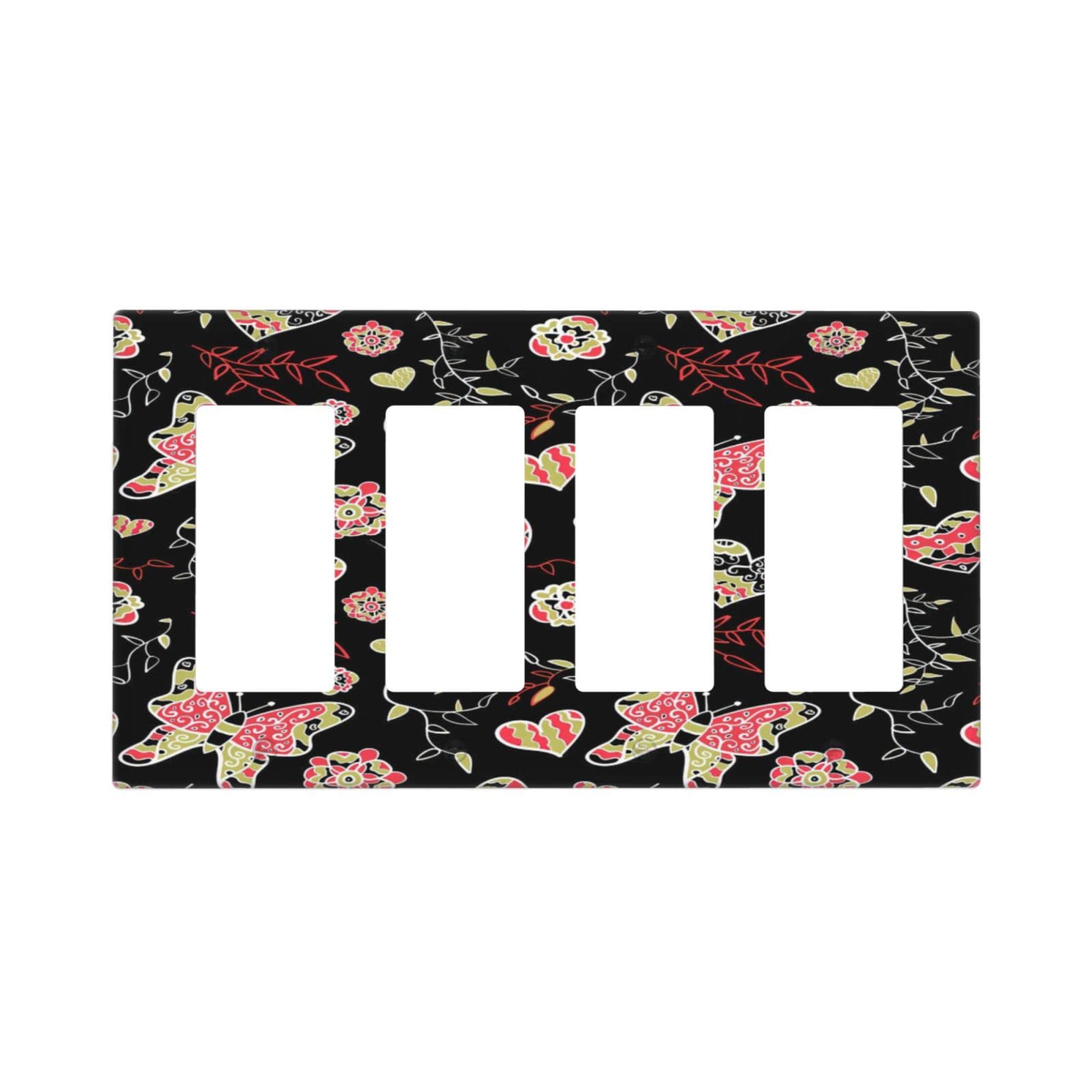 Butterfly Love Heart Quadruple Toggle Switch Plate Cover - Aesthetic Wall Plate Decor for Bedroom, Kitchen, Living Room - Perfect for Home Decor and DIY Interior Design Projects