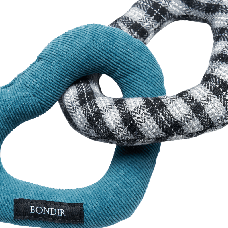 Durable Marine Tweed Squeaky Interlocking Heart Dog Toy - Interactive Chew Toy for Small & Medium Dogs - Perfect for Playtime, Training & Bonding