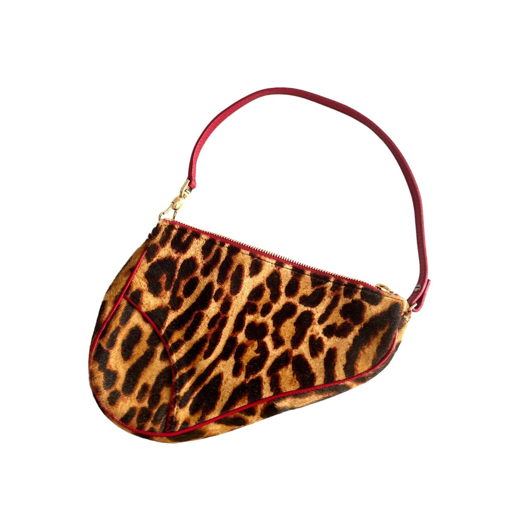 Dior Cheetah Print Pony Hair Saddle Bag - Luxury Crossbody Handbag for Women, Fashionable Shoulder Purse for Parties, Dating & Evening Events
