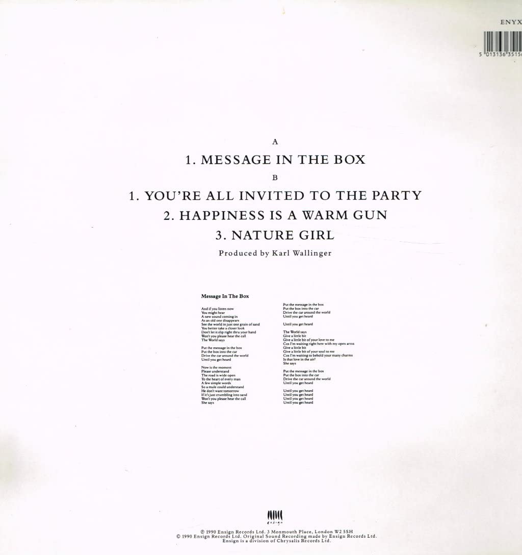 World Party - Message In The Box - 7 Inch Vinyl Single - Perfect for Record Collectors & 80s Music Fans