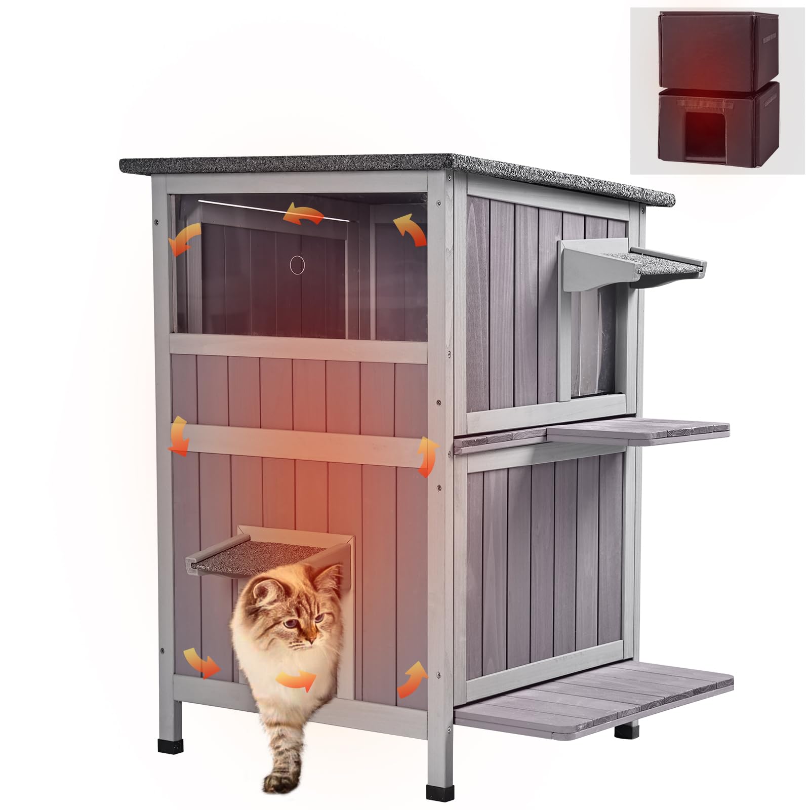 Insulated Outdoor Cat House for Winter - Weatherproof Feral Cat Shelter with Warm Bedding | Perfect for Stray Cats, Backyard, and Garden Protection